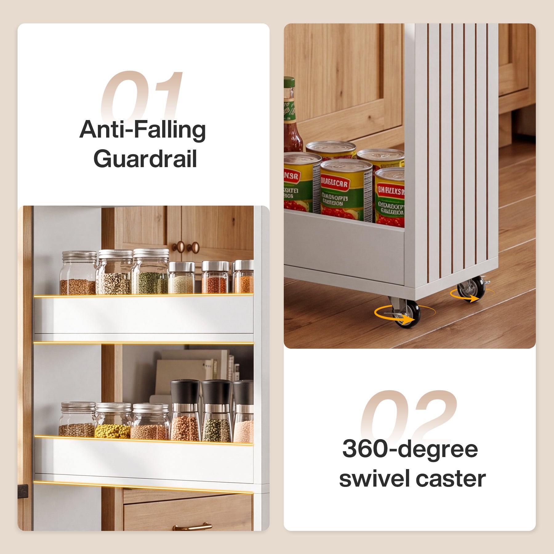 63-Inch Slim Rolling Storage Cart, 5-Tier Narrow Organizer with Wheels for Small Spaces