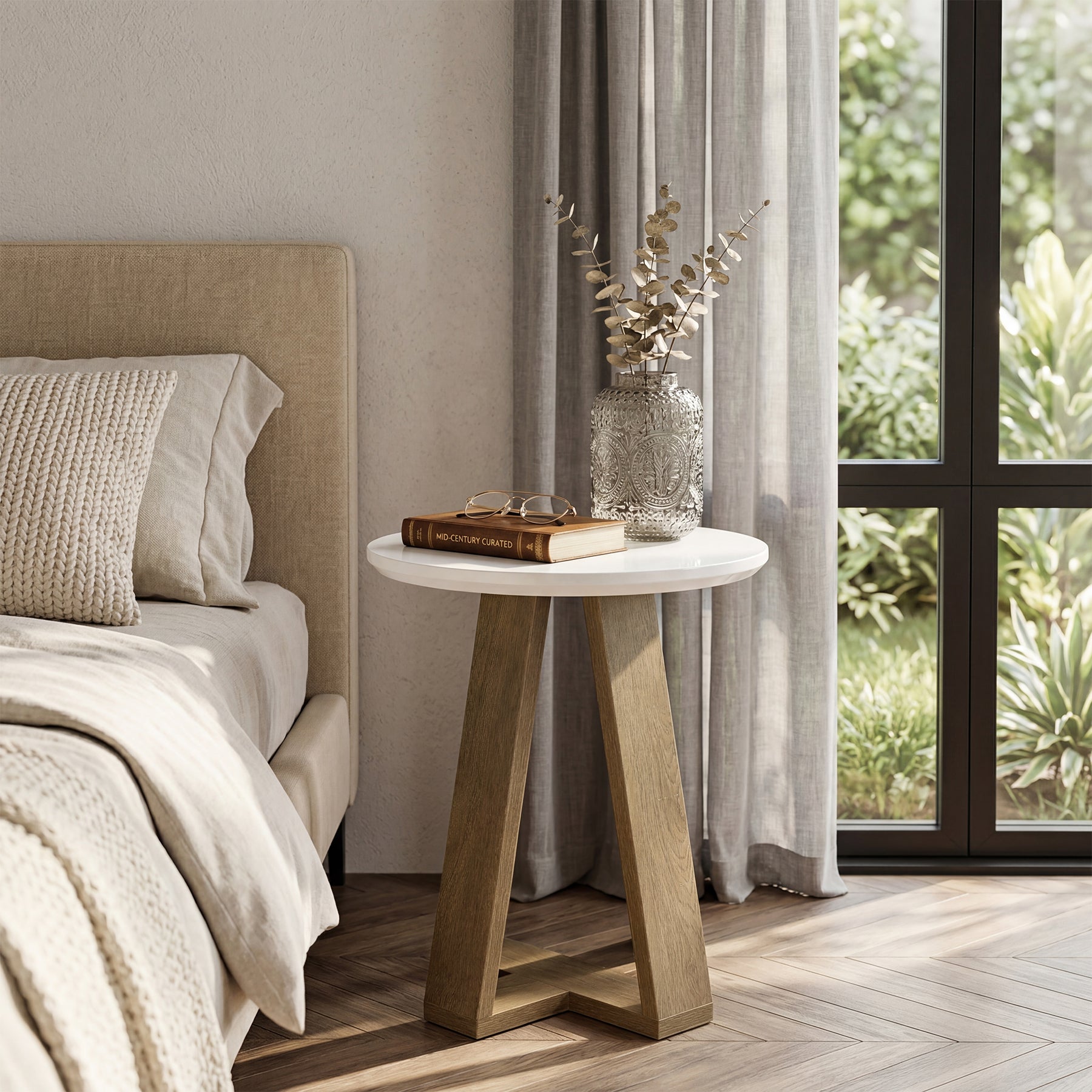 Round End Table, Modern Side Table Small Accent Table for Living Room