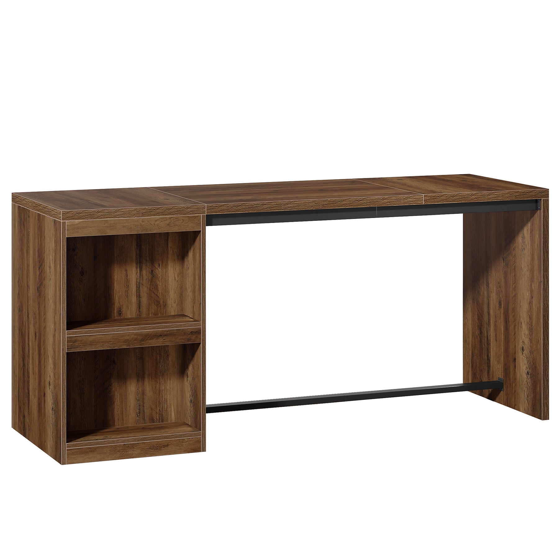 78.74" Kitchen Island, Counter Height Island Table with 2 Shelves & Mini Fridge Space