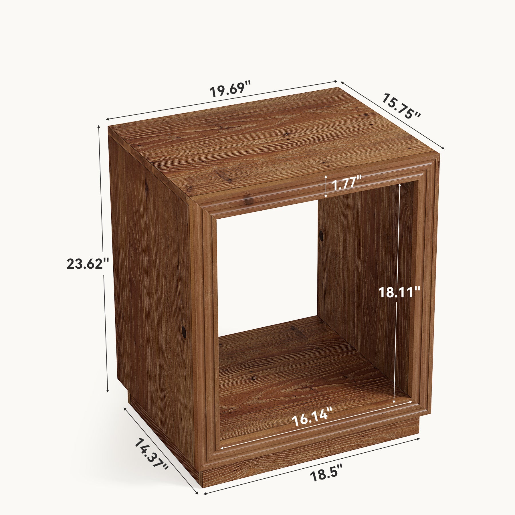 Tribesigns 19.69" Solid Wood Side Table, Rustic 2-Tier Storage End Table for Small Spaces