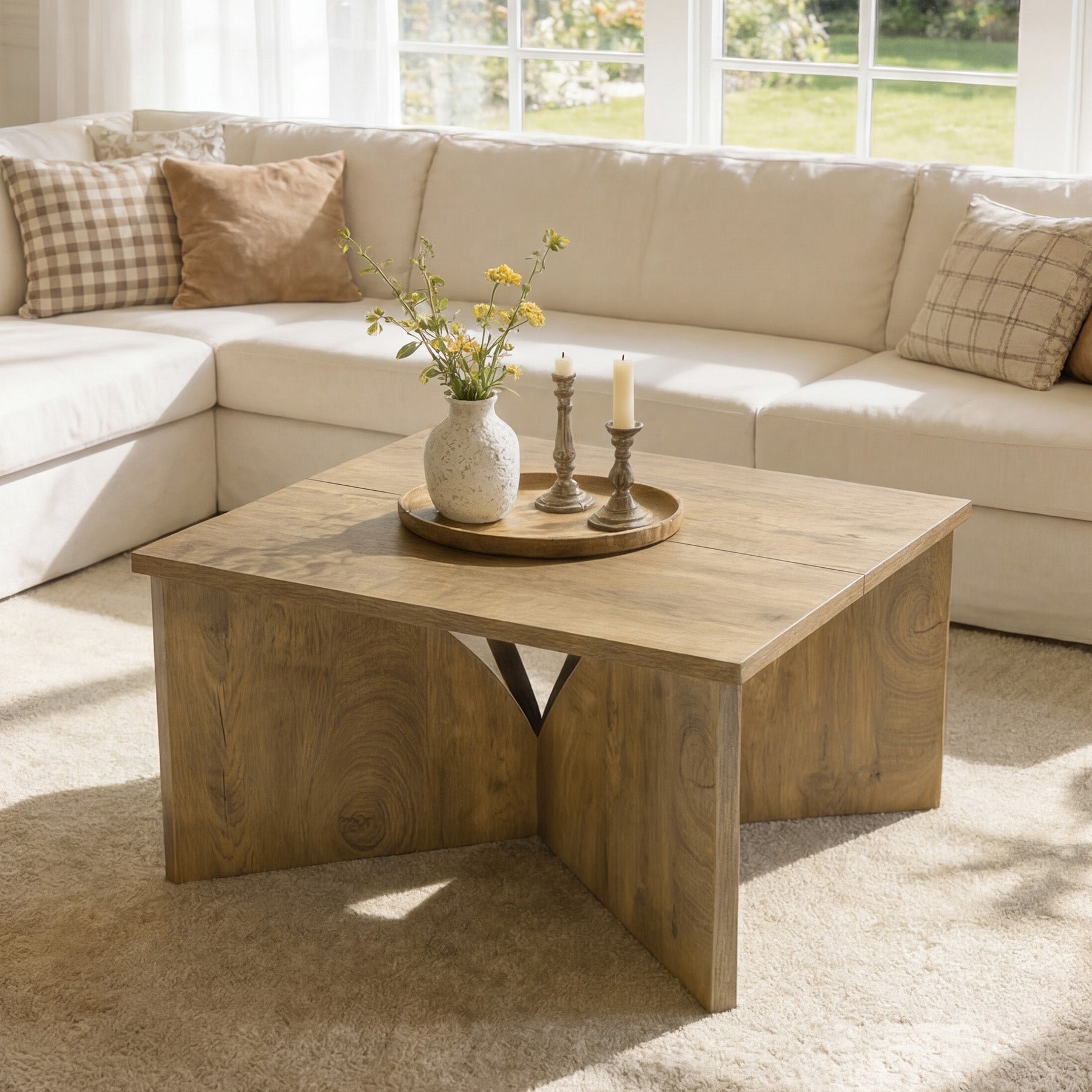 Tribesigns 31.5" Square Coffee Table, Farmhouse Accent Table for Living Room