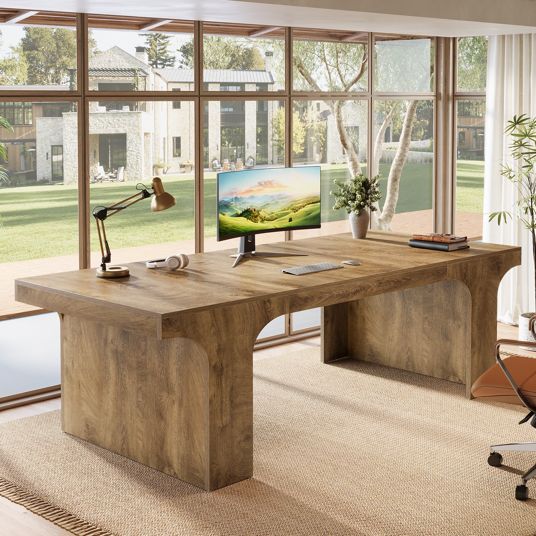 70.87" Executive Desk, Simple Computer Desk Conference Table for 6-8