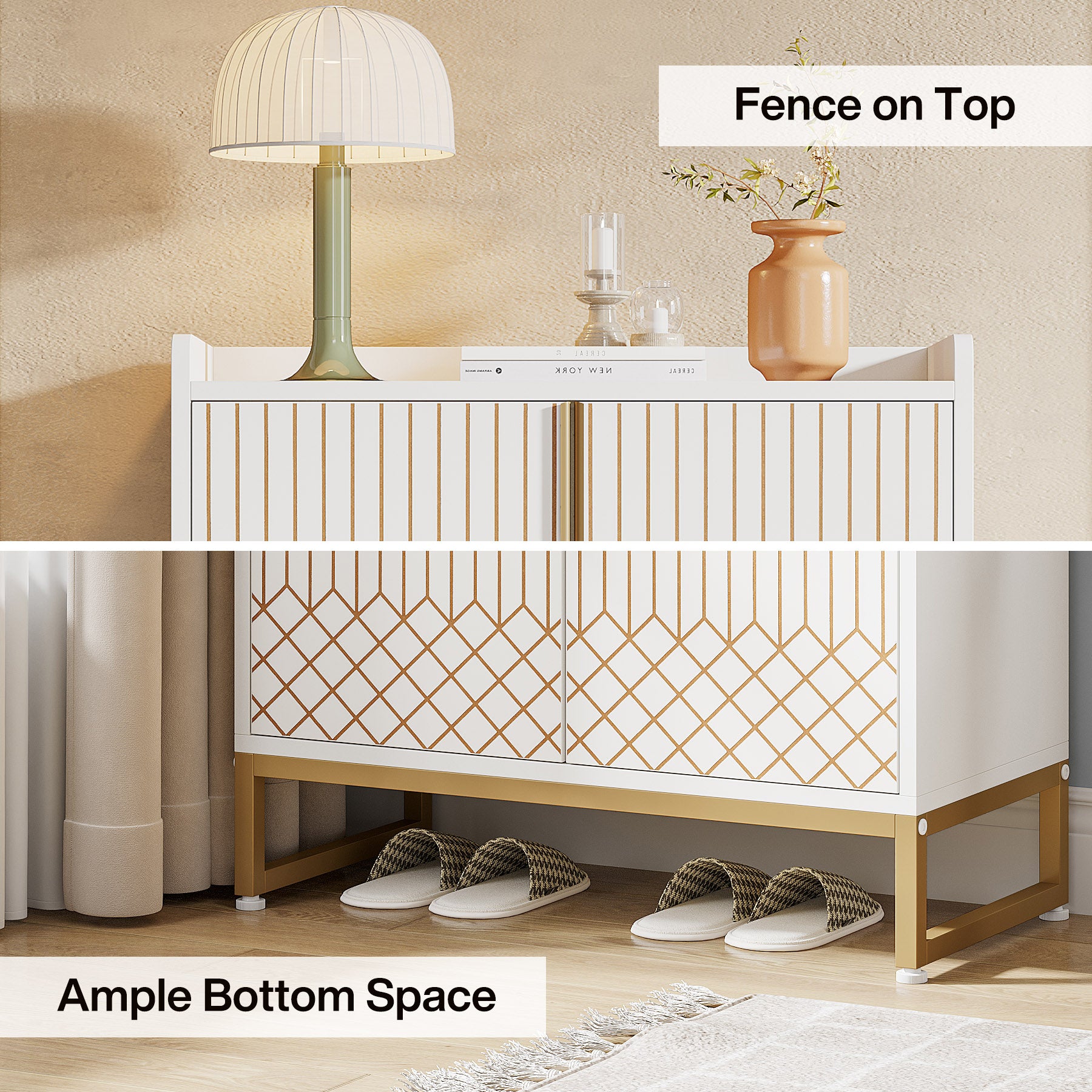 5-Tier Shoe Cabinet with Doors, Freestanding Wood Shoe Organizer for Entryway