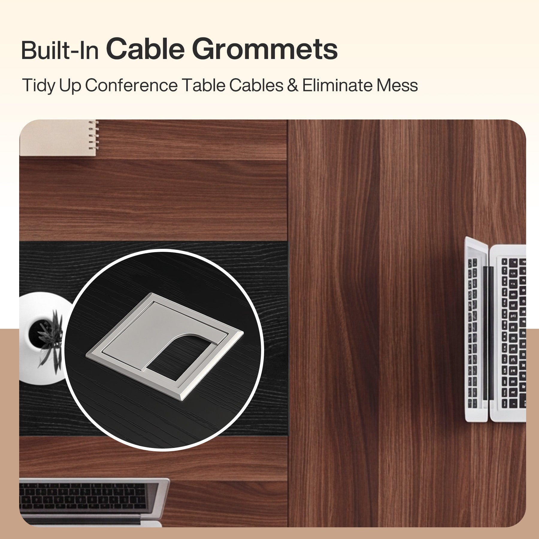 8 FT Conference Table for 8-10 People, 94.5” Meeting Room Table with Cable Management