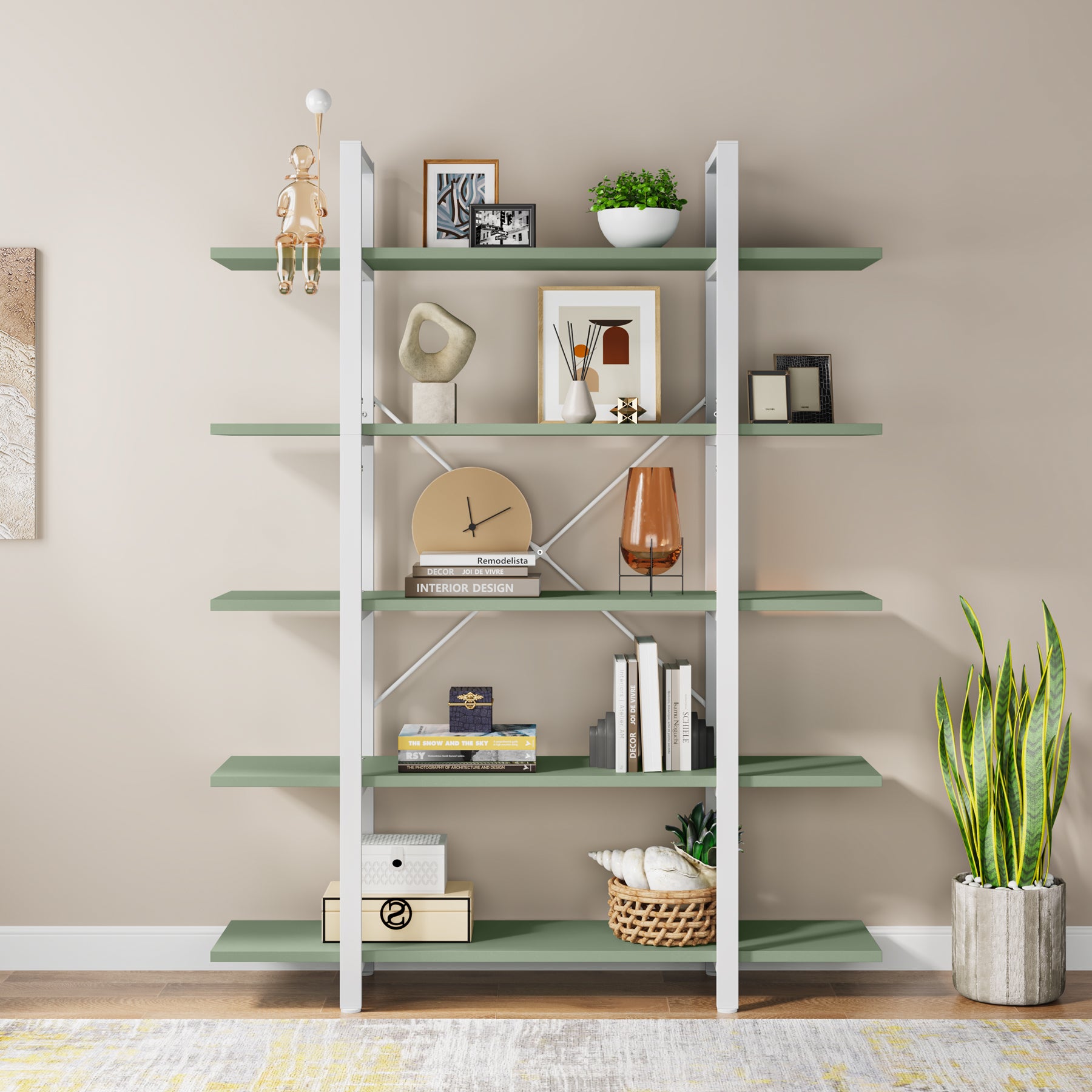5-Tier Bookshelf, Industrial Style Bookcase Open Etagere-Tribesigns