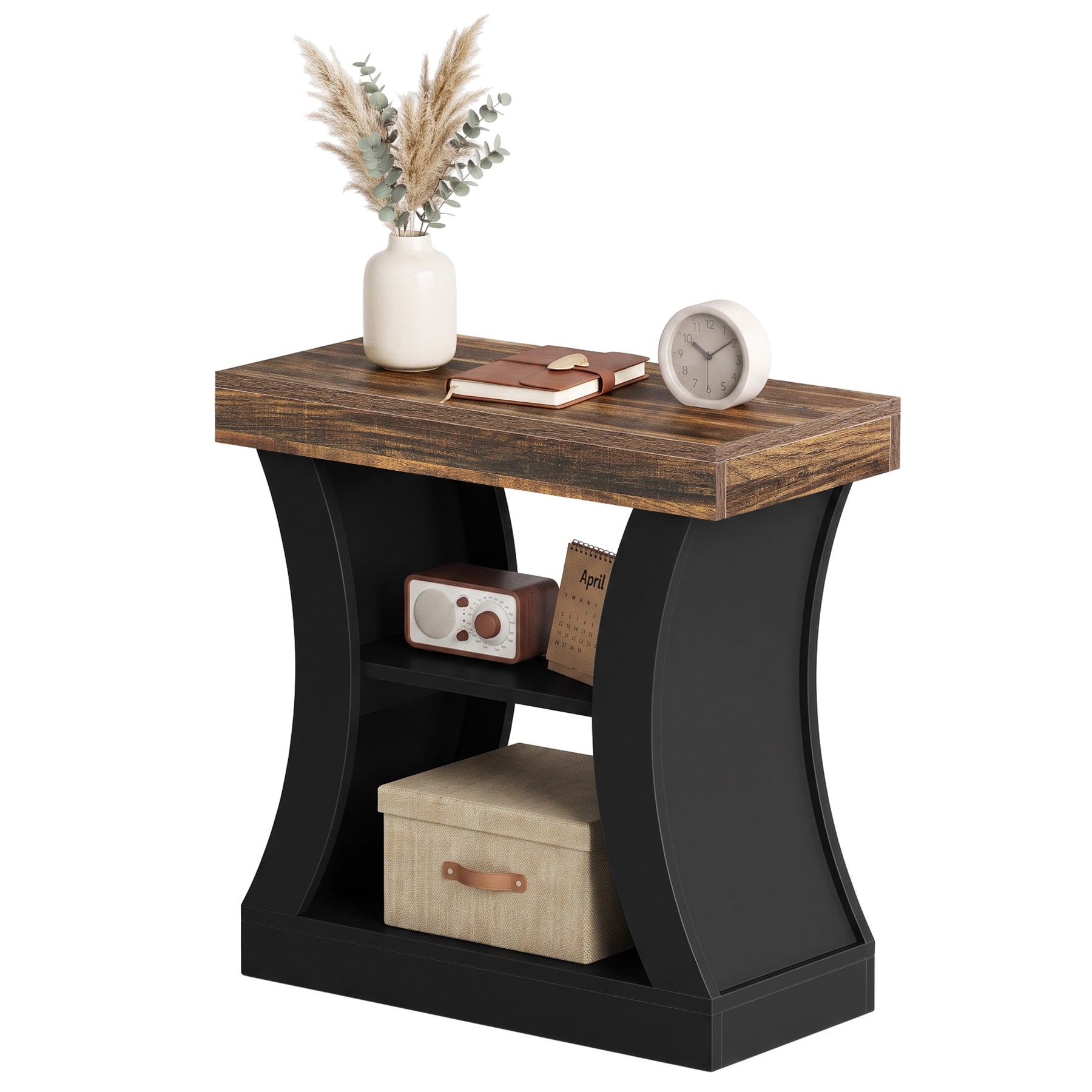 3-Tier End Table with Storage, 23.62" Modern Narrow Side Table for Living Room & Bedroom