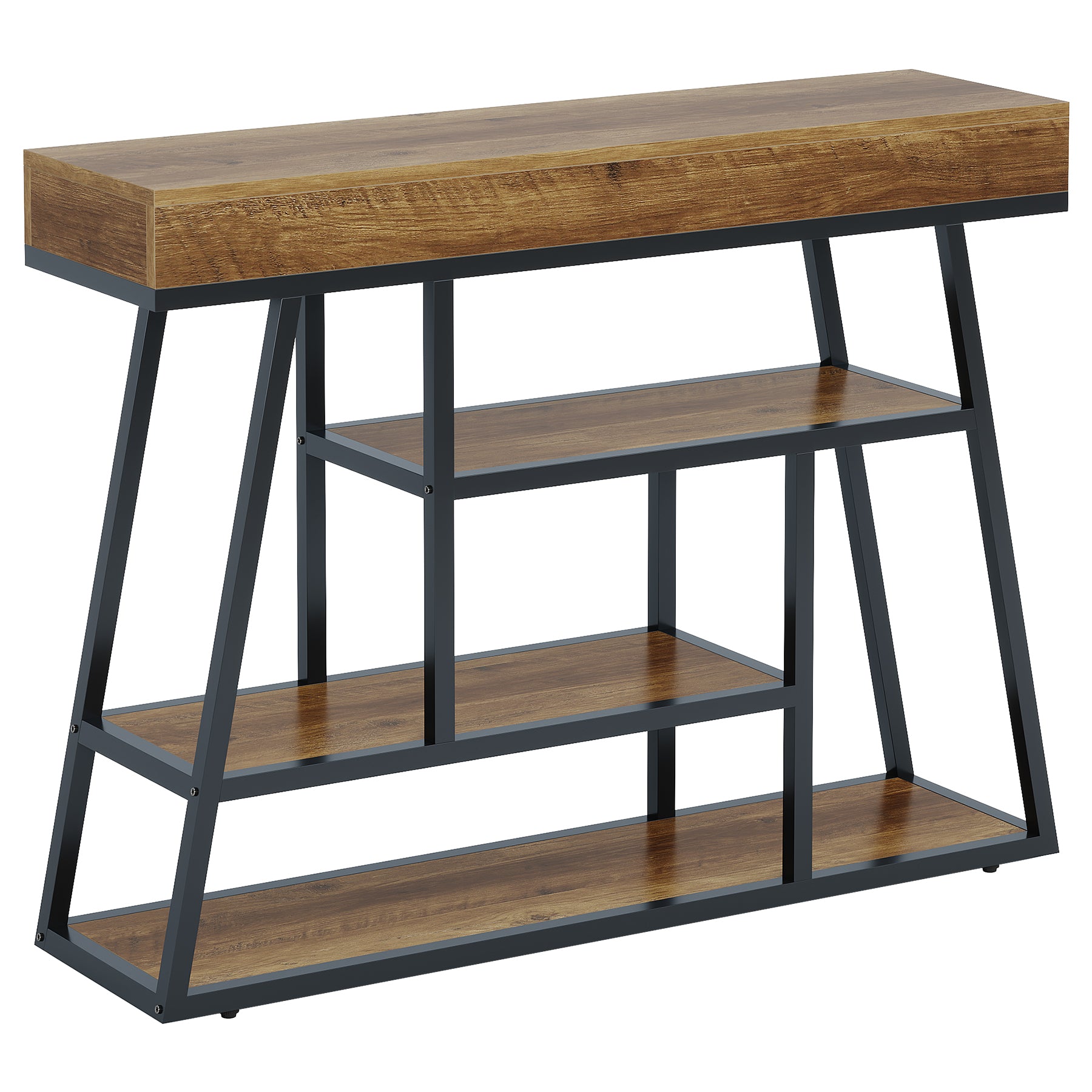41.3" Console Table, Industrial Entryway Sofa Table with 4-Tier Shelves