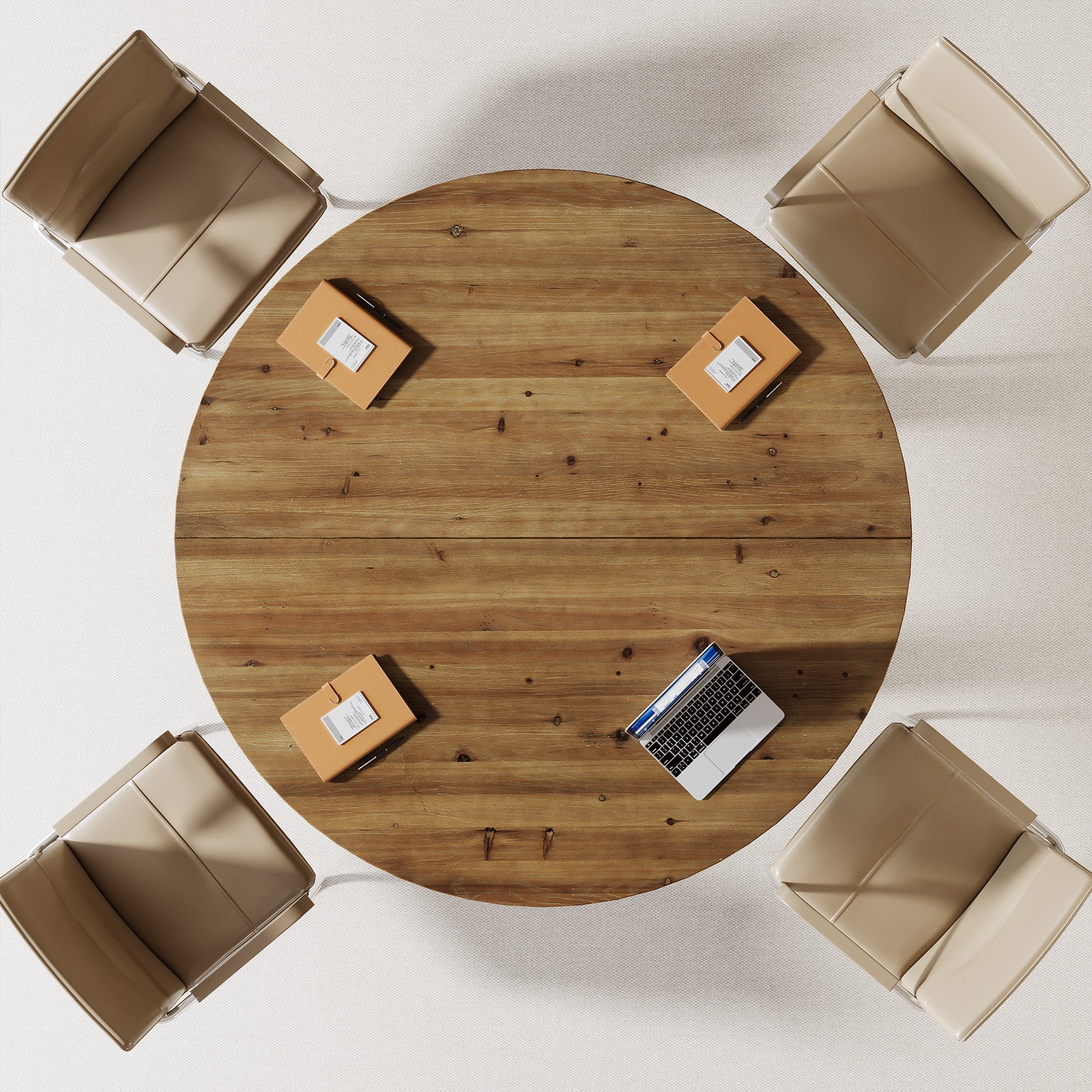 47" Wood Conference Table, Round Meeting Table with Thickened Tabletop