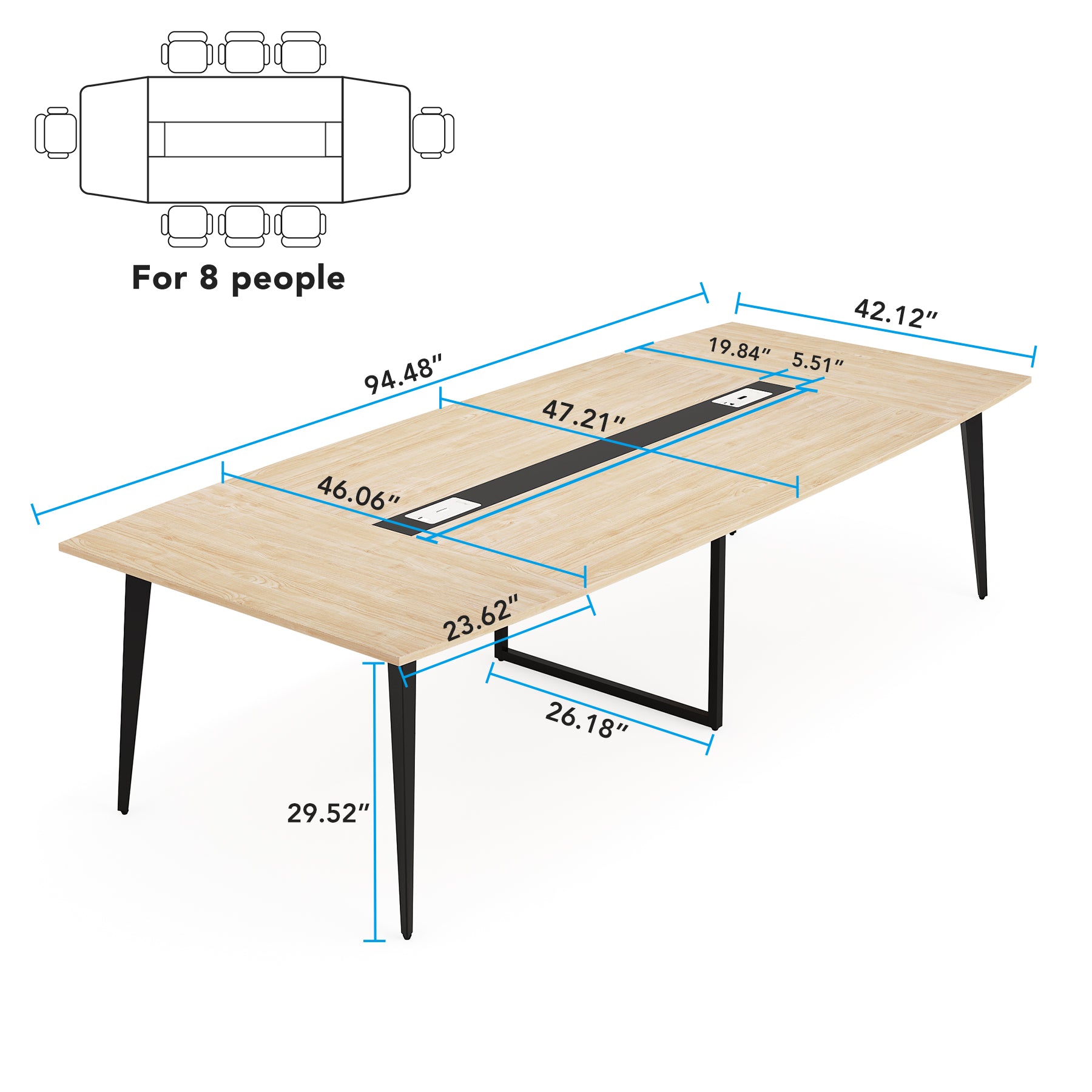 6FT / 8FT Conference Table, Modern Boat Shaped Meeting Table