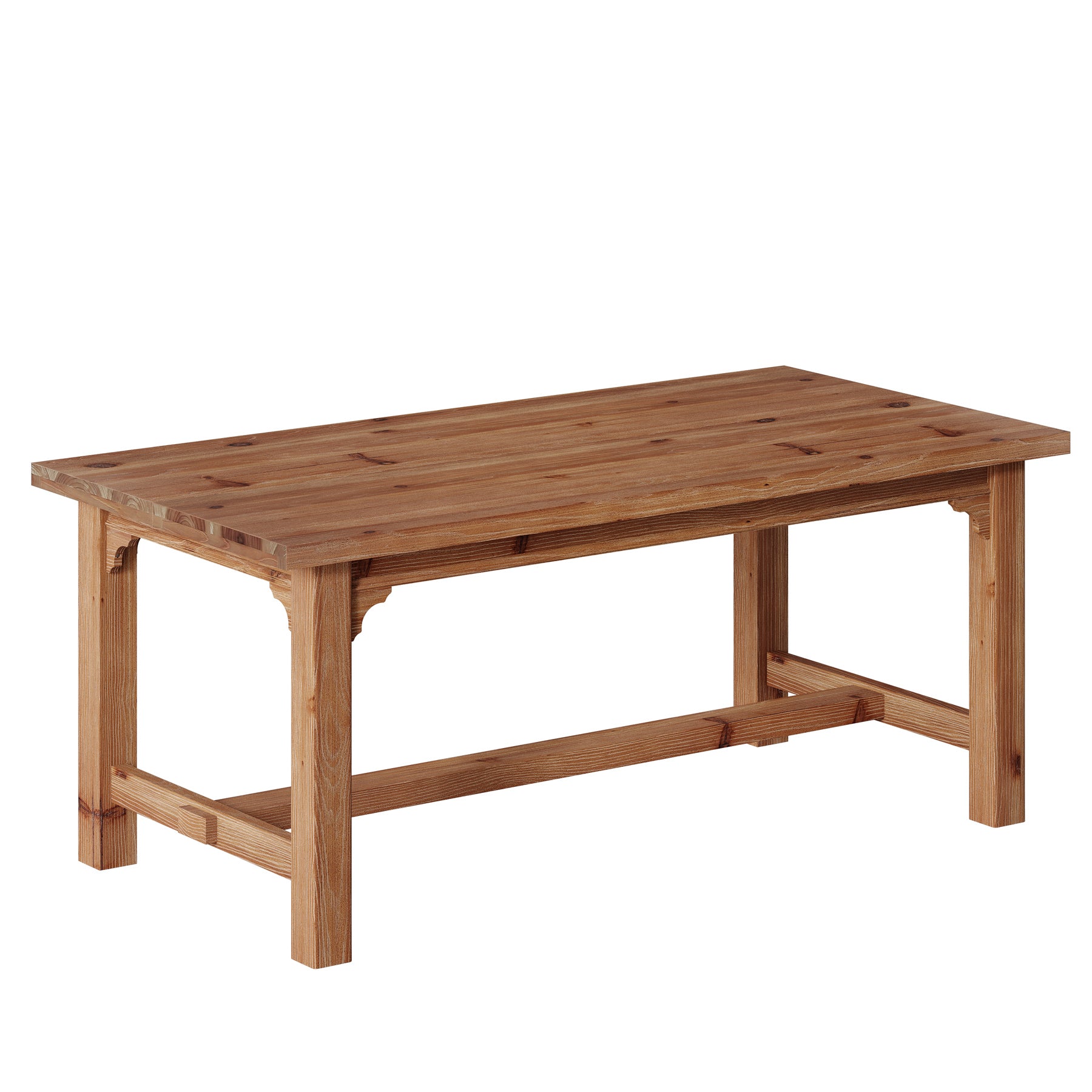 Solid Wood Dining Table, 63" Rectangular Kitchen Table with Foot Bar