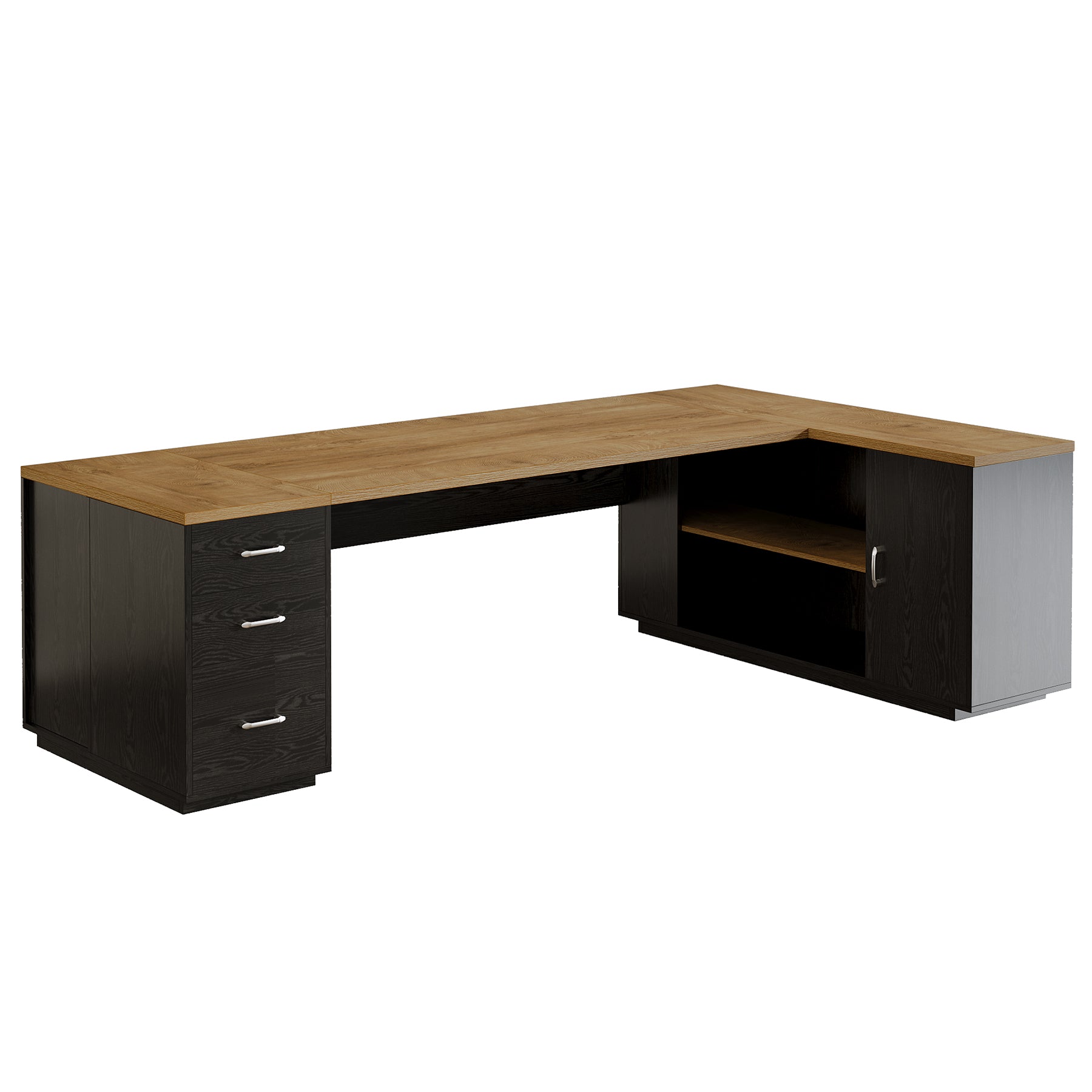 85.8" Executive Desk, L-Shaped Office Desk Computer Desk with File Drawers
