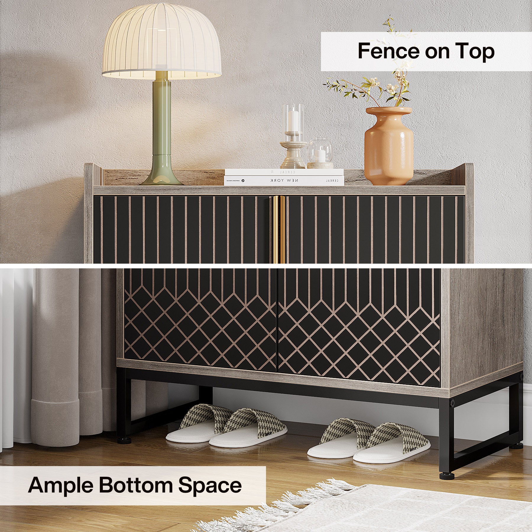 5-Tier Shoe Cabinet with Doors, Freestanding Wood Shoe Organizer for Entryway