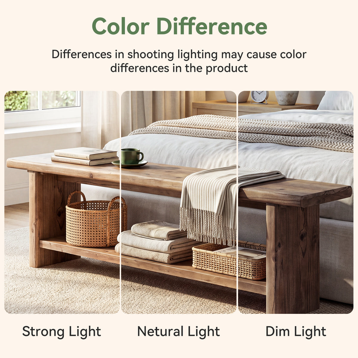 71” Solid Wood Entryway Bench with Shoe Storage Shelf, Indoor Storage Bench for Hallway