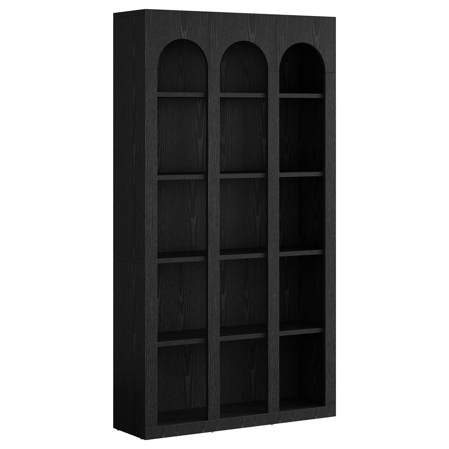 70.8" Arched 5-Tier Bookshelf with Open Shelves, Vintage Farmhouse Style Tall Display Bookcase