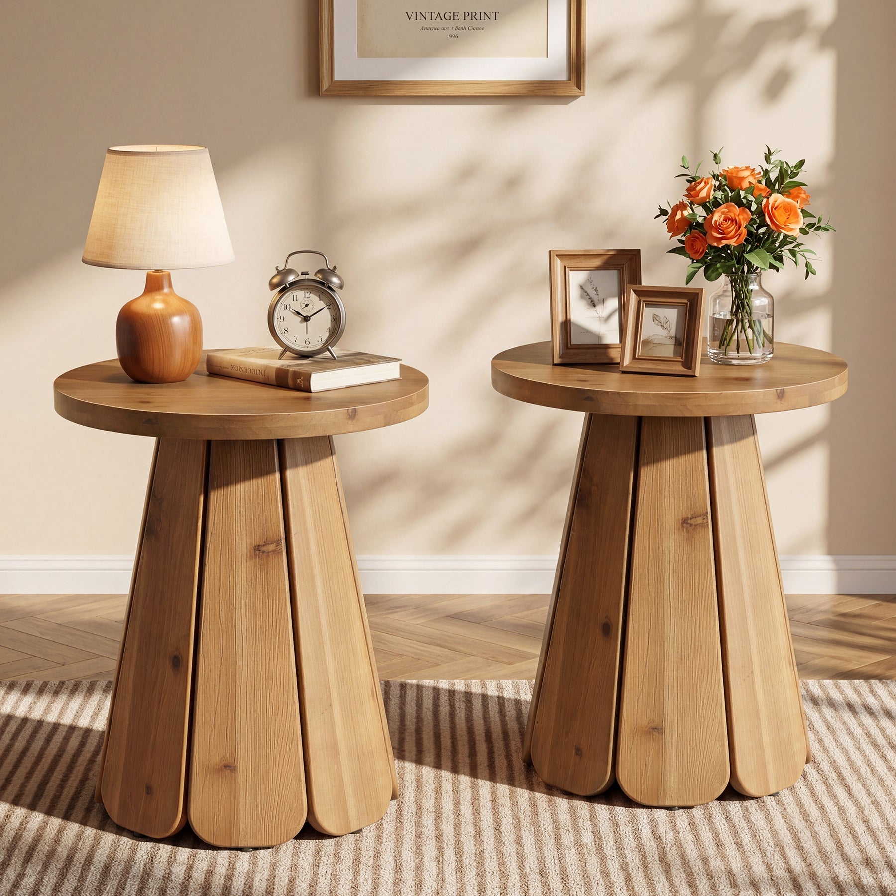 Tribesigns 19.69" Small Round End Table, Mid Century Accent Table for Living Room