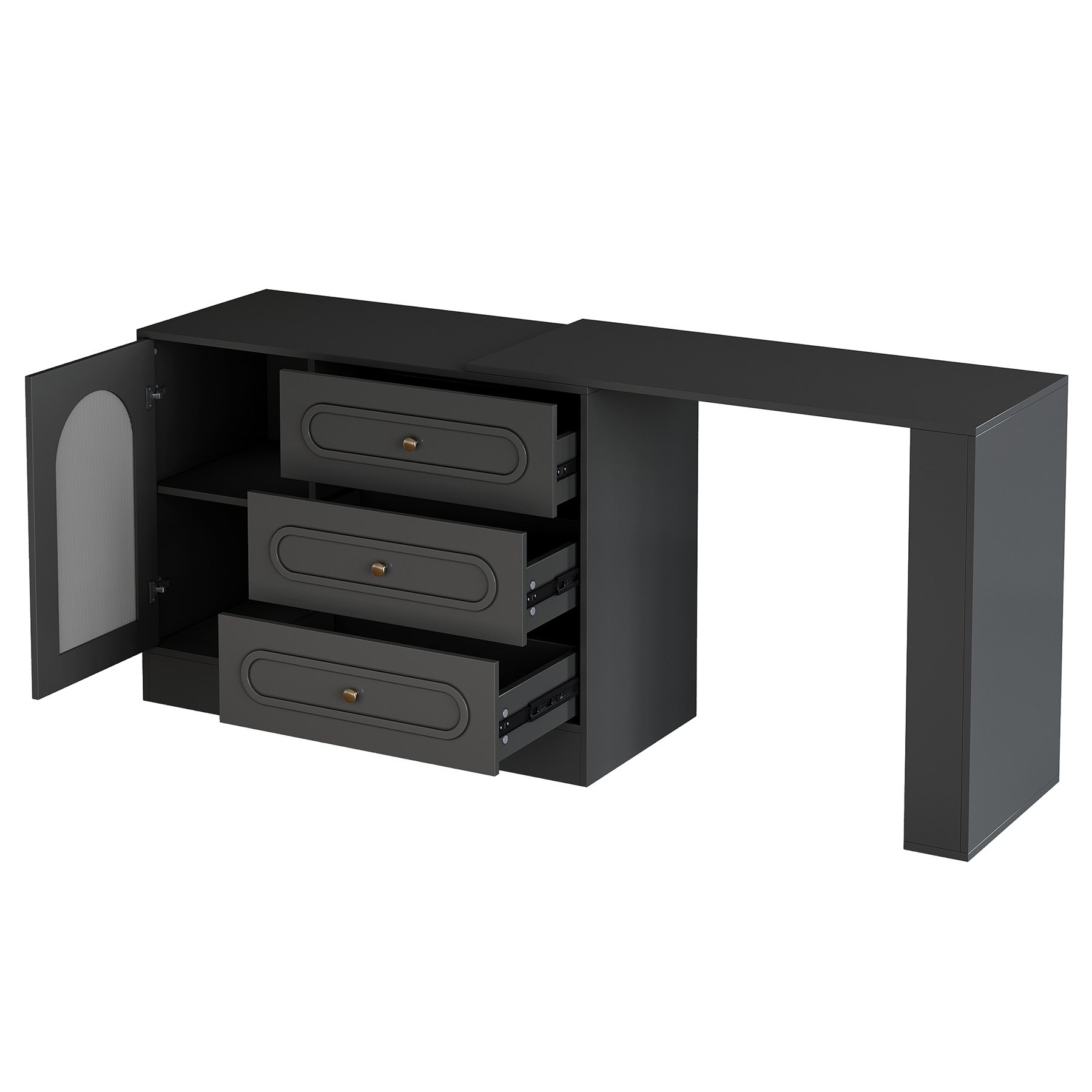 Makeup Desk, 360° Rotatable Vanity Desk with 3 Drawers(Without Mirror)