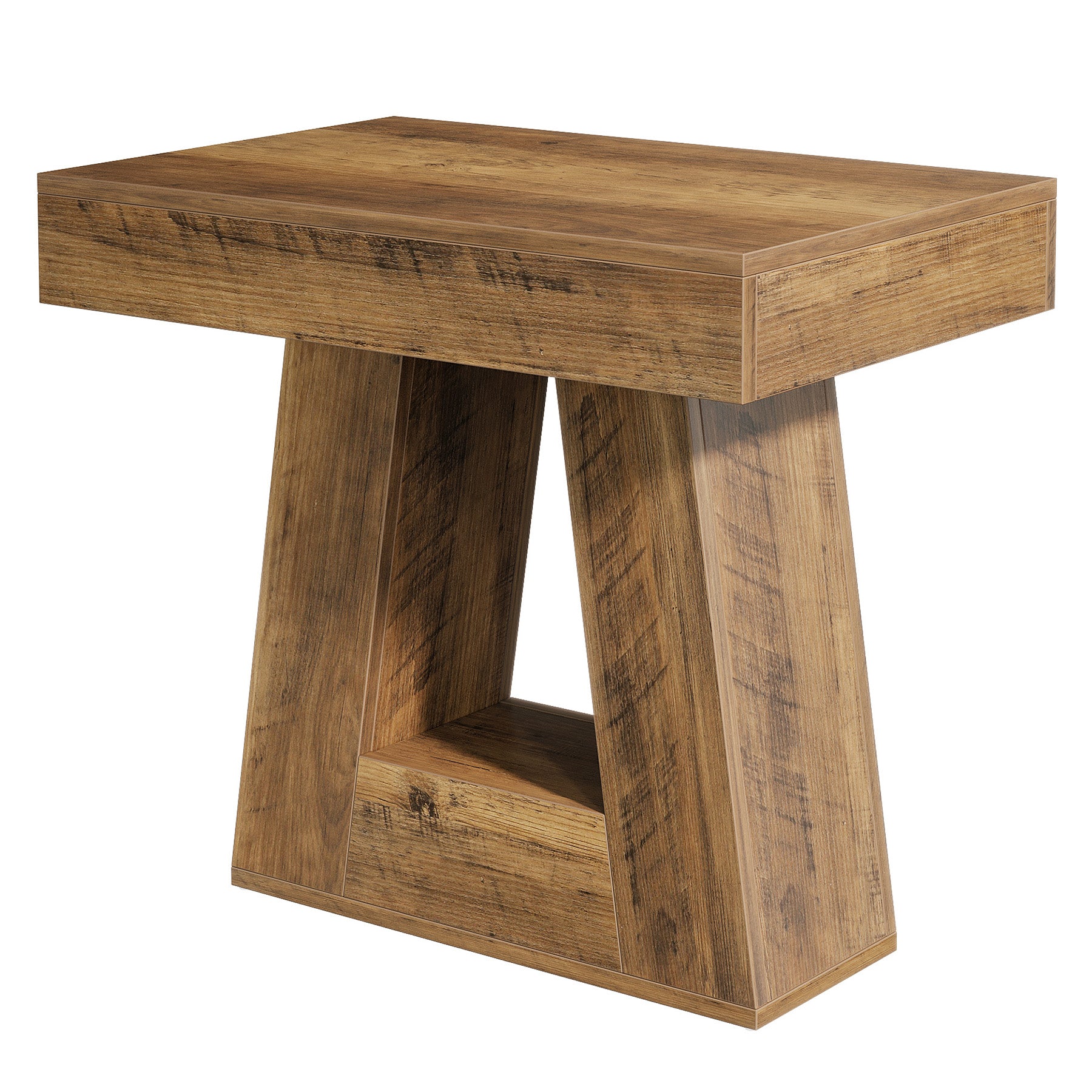 24" End Table, 2-Tier Narrow Side Table with Trapezoid Base - Thumbnail 2