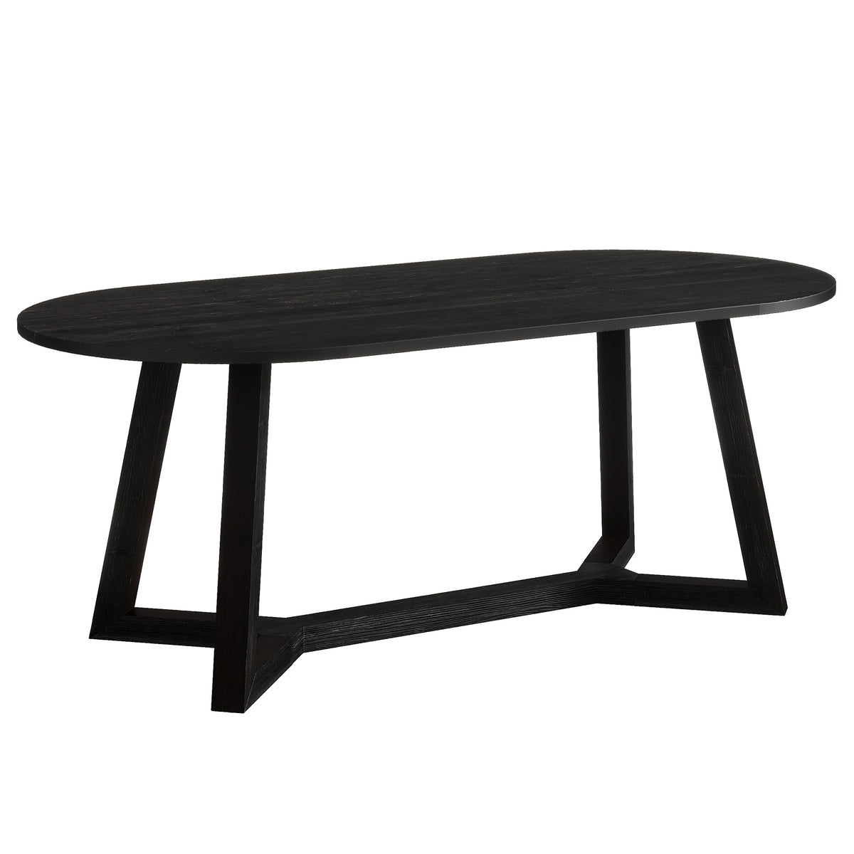 Solid Wood Computer Desk, 63" Oval Executive Desk with Sturdy Tapered Legs