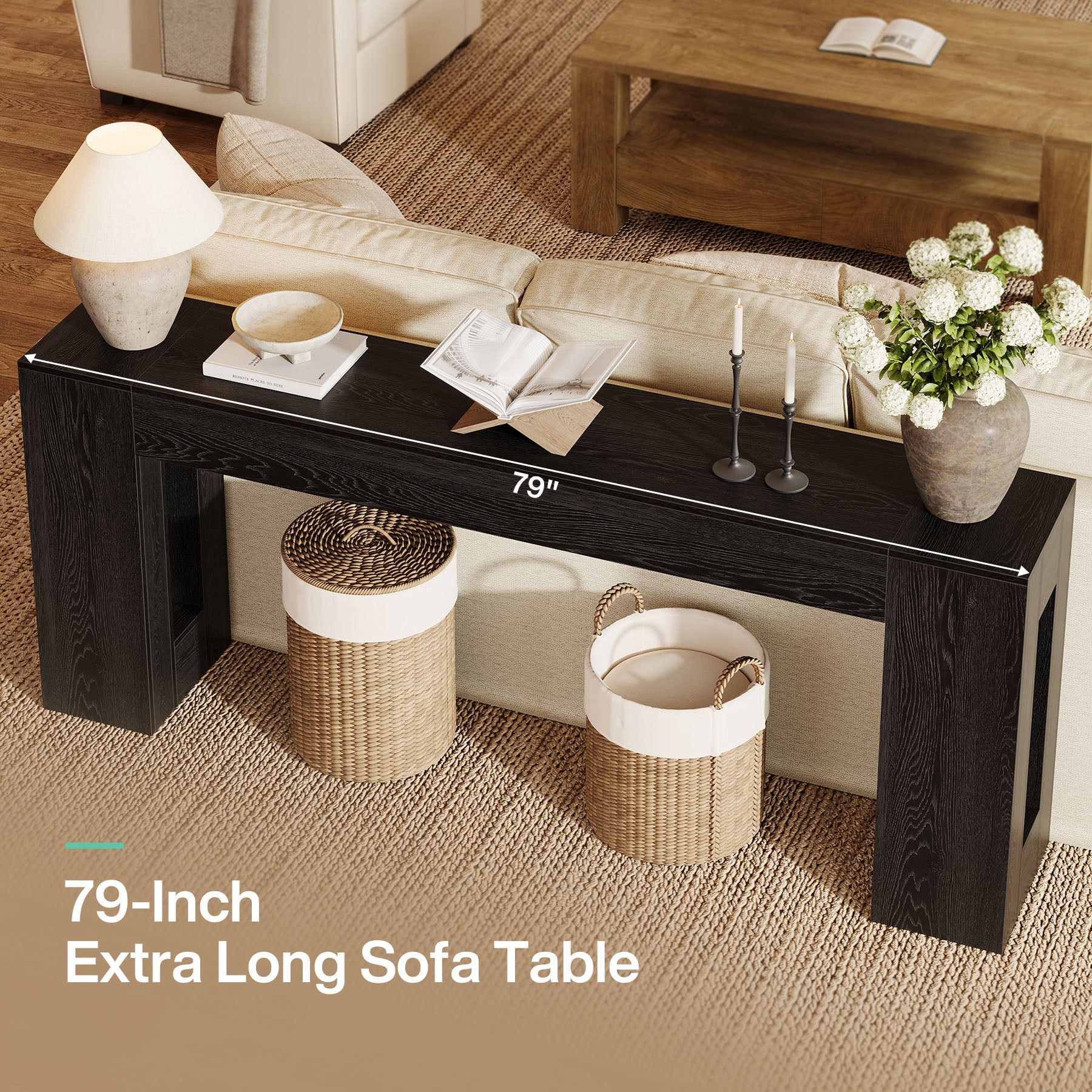 Tribesigns 78.74" Console Table, Modern Geometric Sofa Table for Entryway
