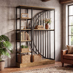 70.9" Industrial Bookshelf, 5-Tier Bookcase with Reversible Shelves for Home Office