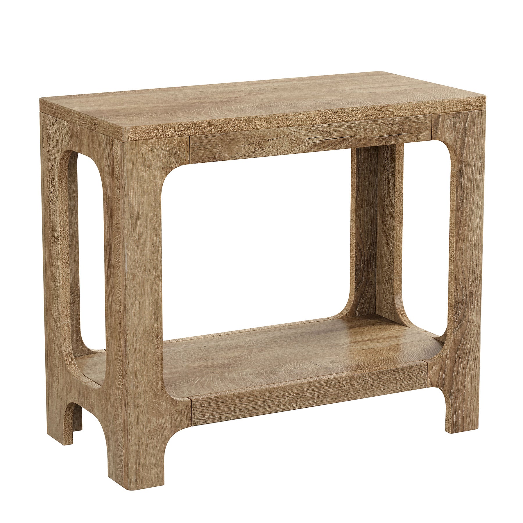 2-Tier Side Table, Narrow Wooden Rectangle End Table for Small Spaces