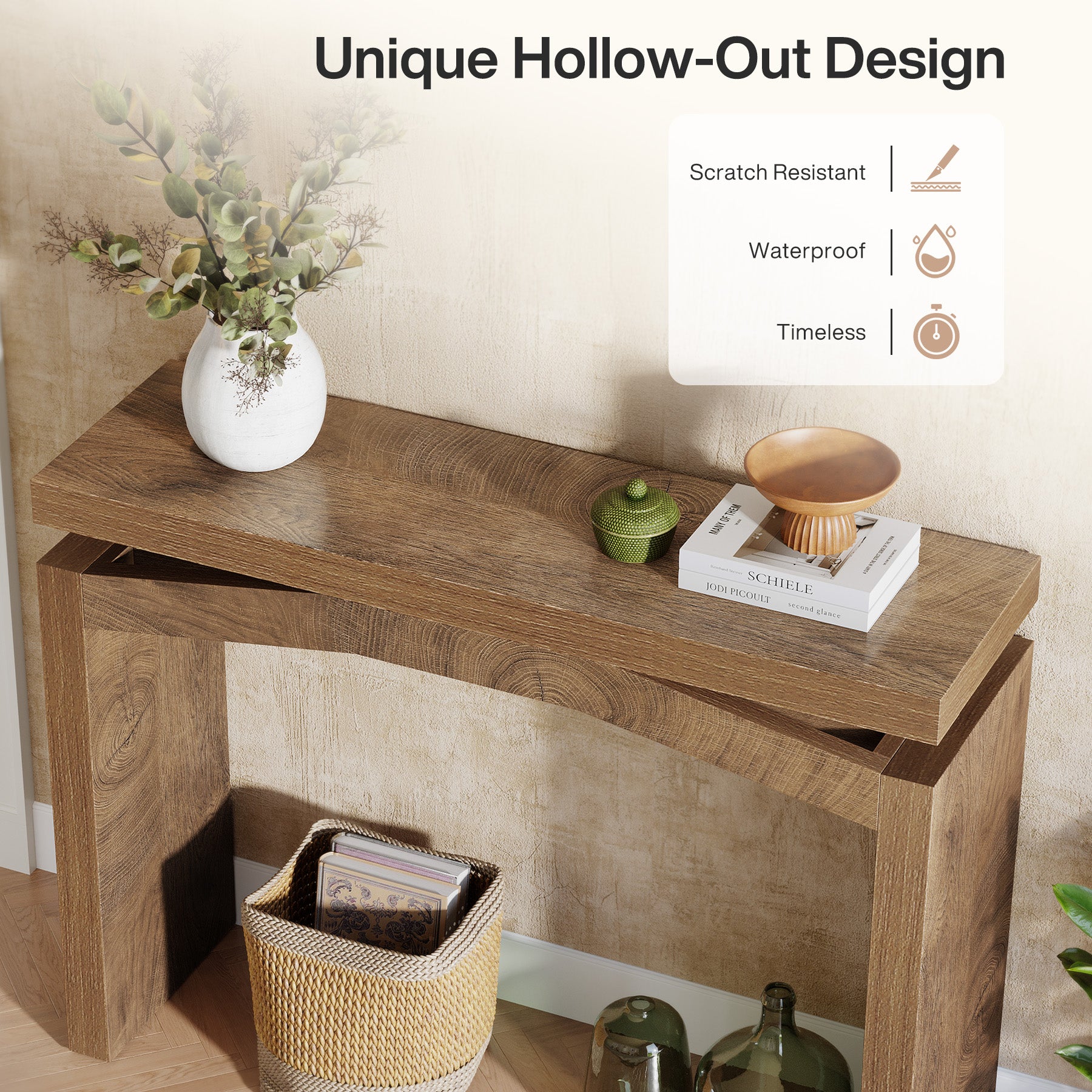 40" Farmhouse Console Table, Narrow Entryway Sofa Table with Hollow Design for Hallway, Foyer, or Living Room