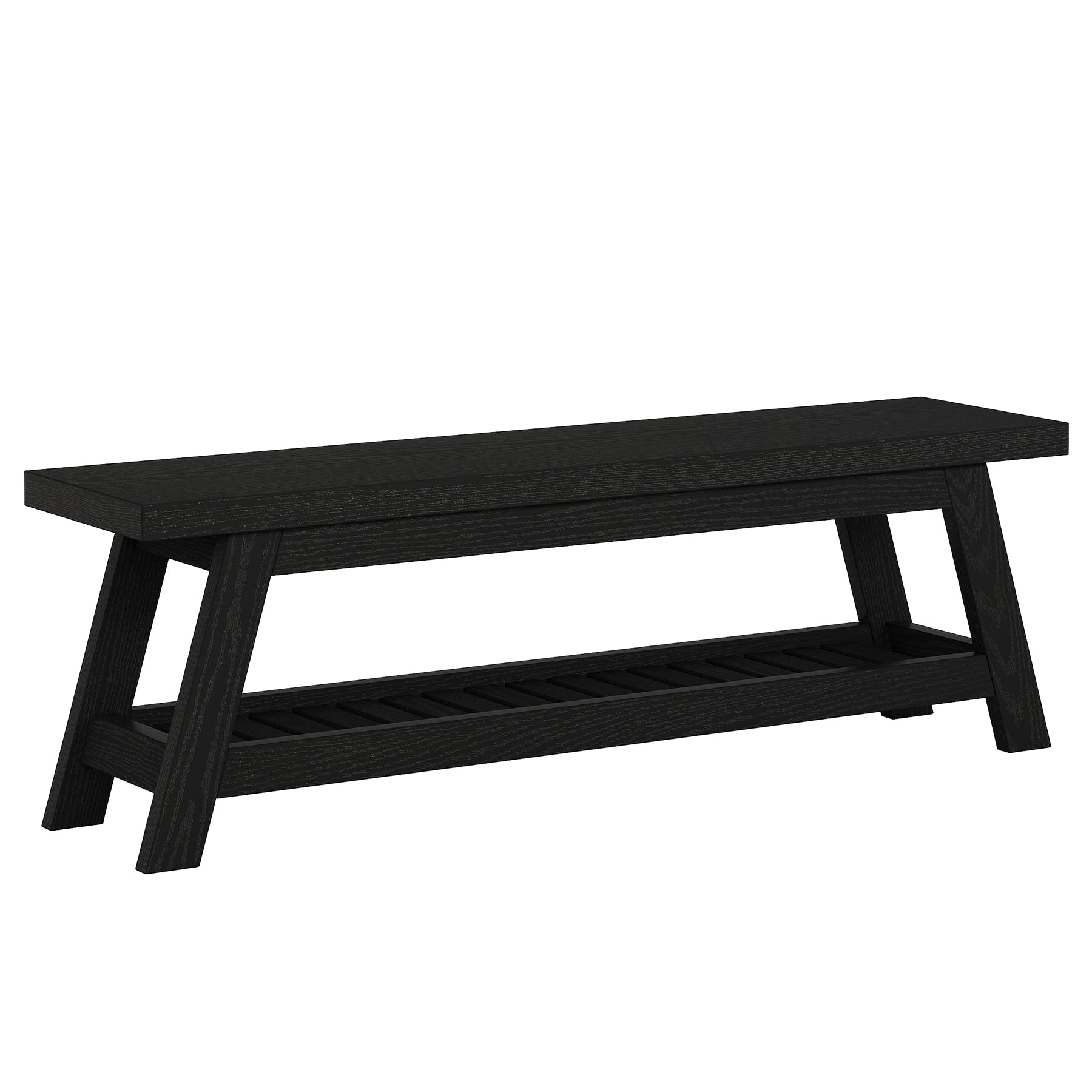 55" Entryway Bench, 2-Tier Foyer Seating Bench with Shoe Storage
