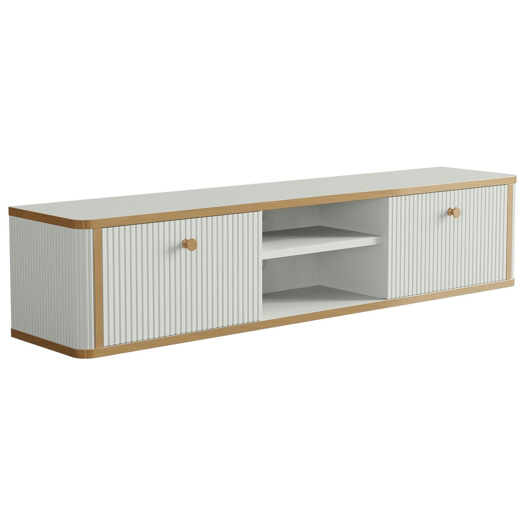 55" Floating TV Stand with 2 Drawers, Wall Mounted Entertainment Center for Living Room
