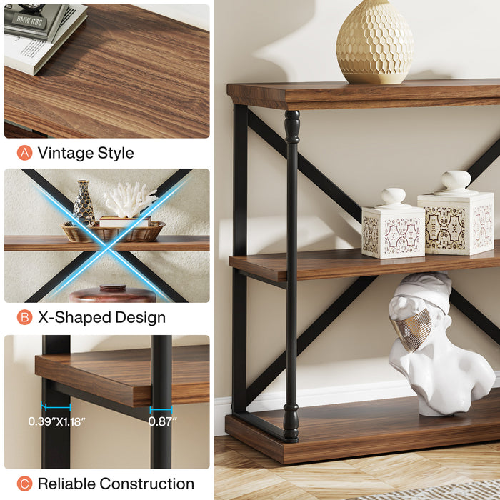 Industrial Console Table, 59" Entryway Sofa Table with 3-Tier Storage Shelves Tribesigns