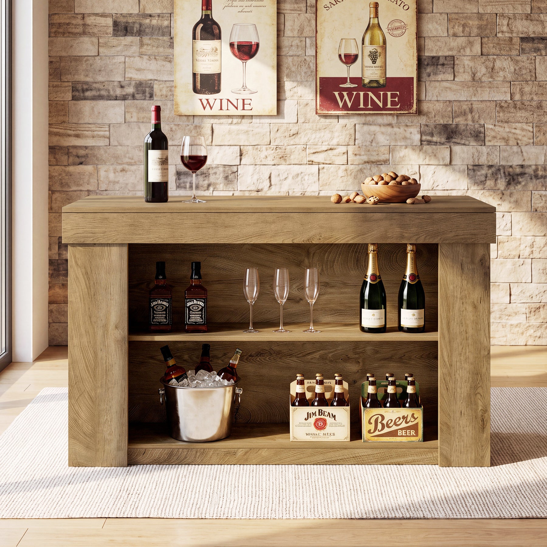 Tribesigns 55-Inch Bar Table with 2 Storage Shelves, Farmhouse Pub Table for Kitchen and Home Bar