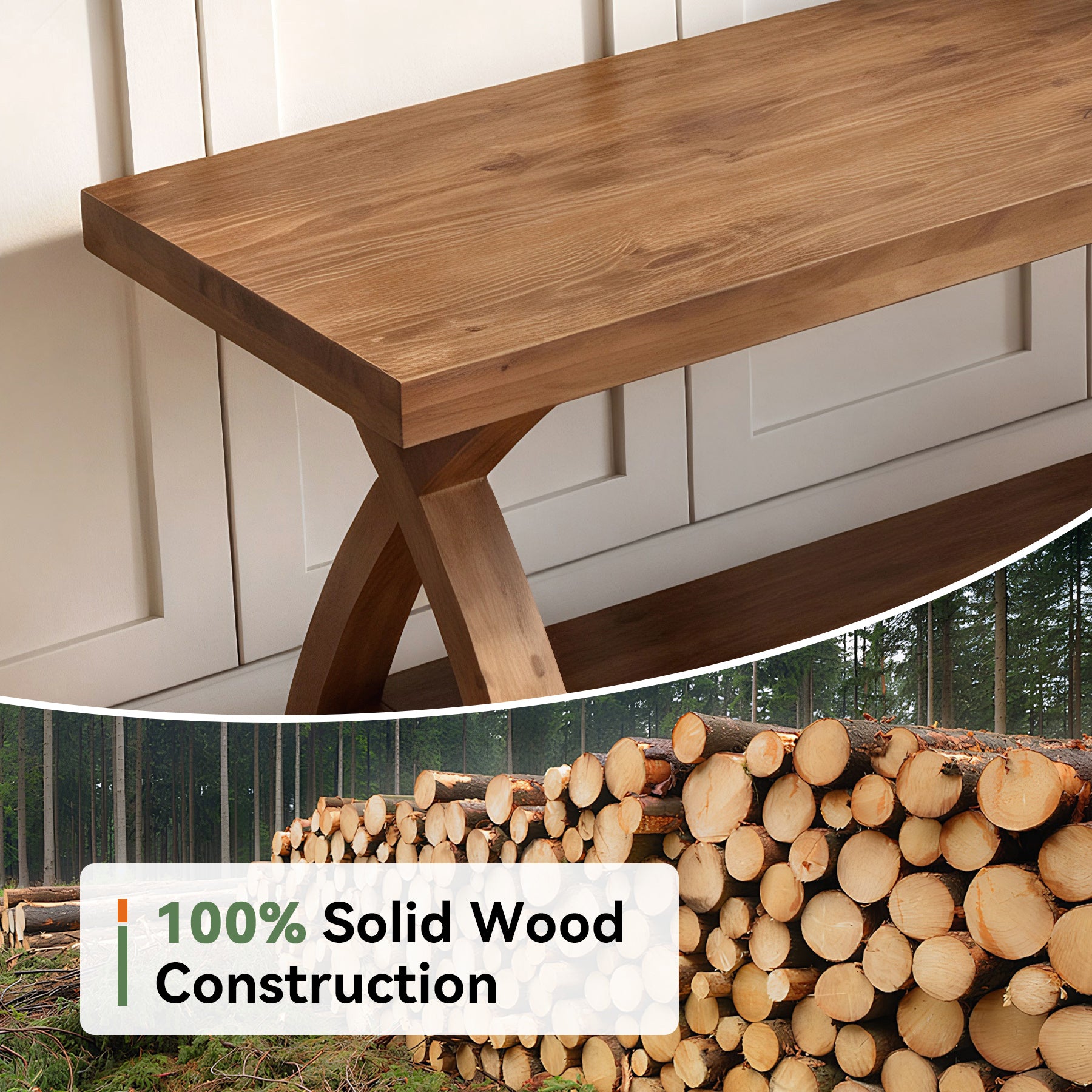 47.2-Inch Solid Wood Entryway Bench with Shoe Storage, 2-Tier Rustic Indoor End of Bed Bench