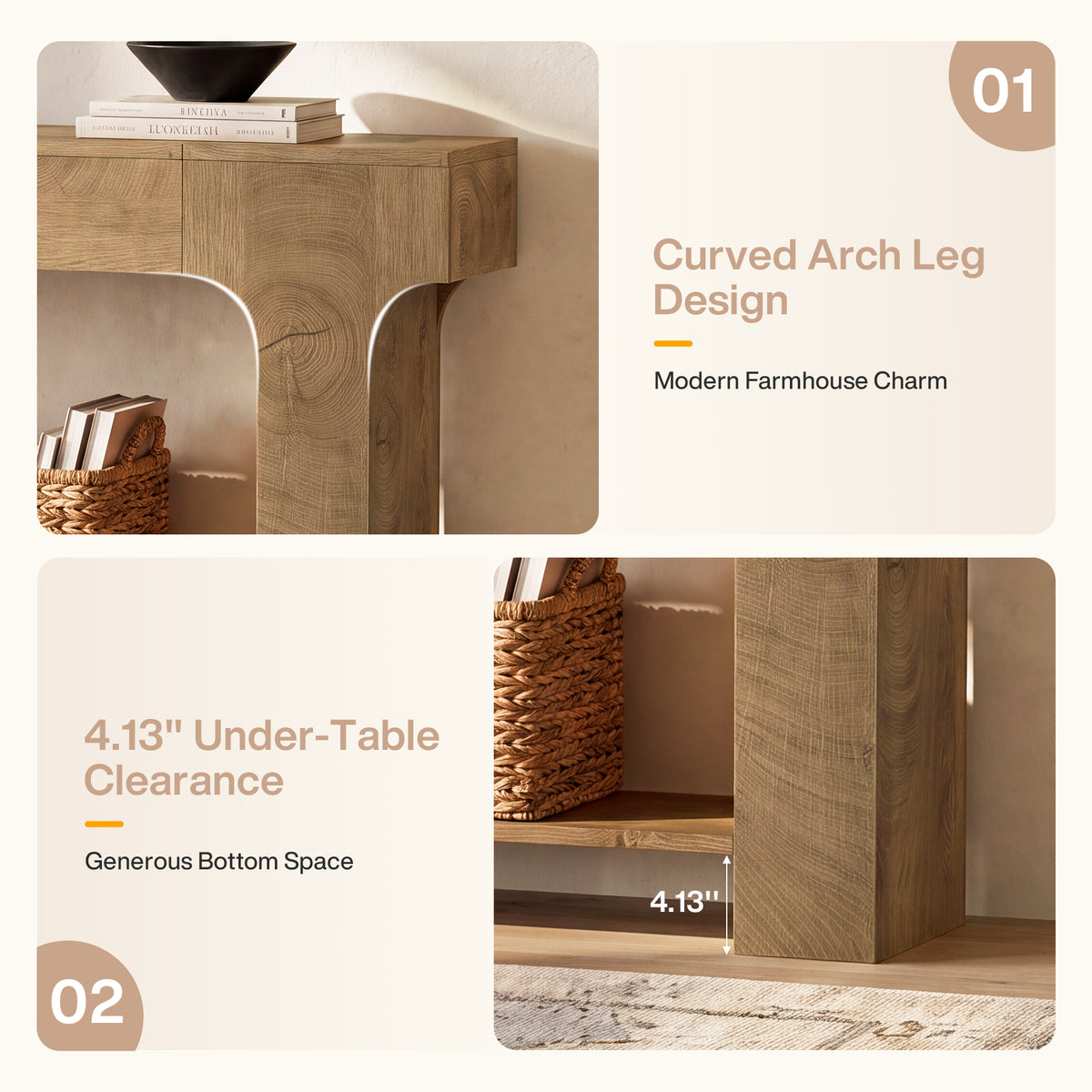 79" Extra Long Console Table, Open Storage Shelf, Sturdy Entryway Sofa Table, Living Room