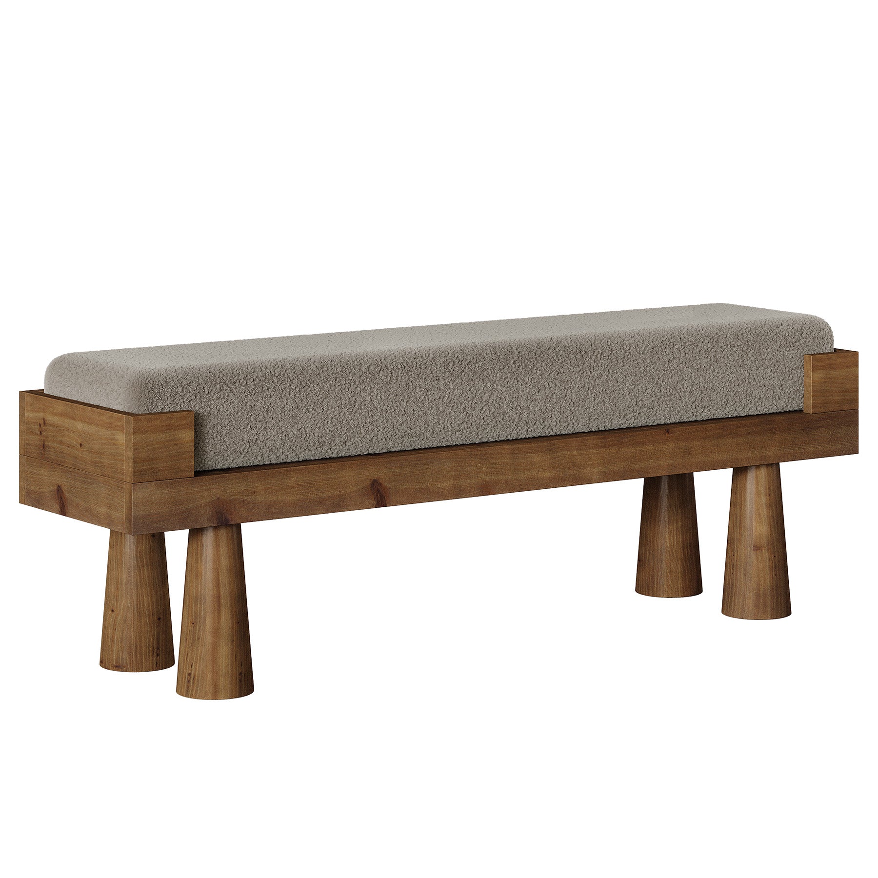 Upholstered Entryway Bench, Shoe Bench End of Bed Footstool with Solid Wood Legs