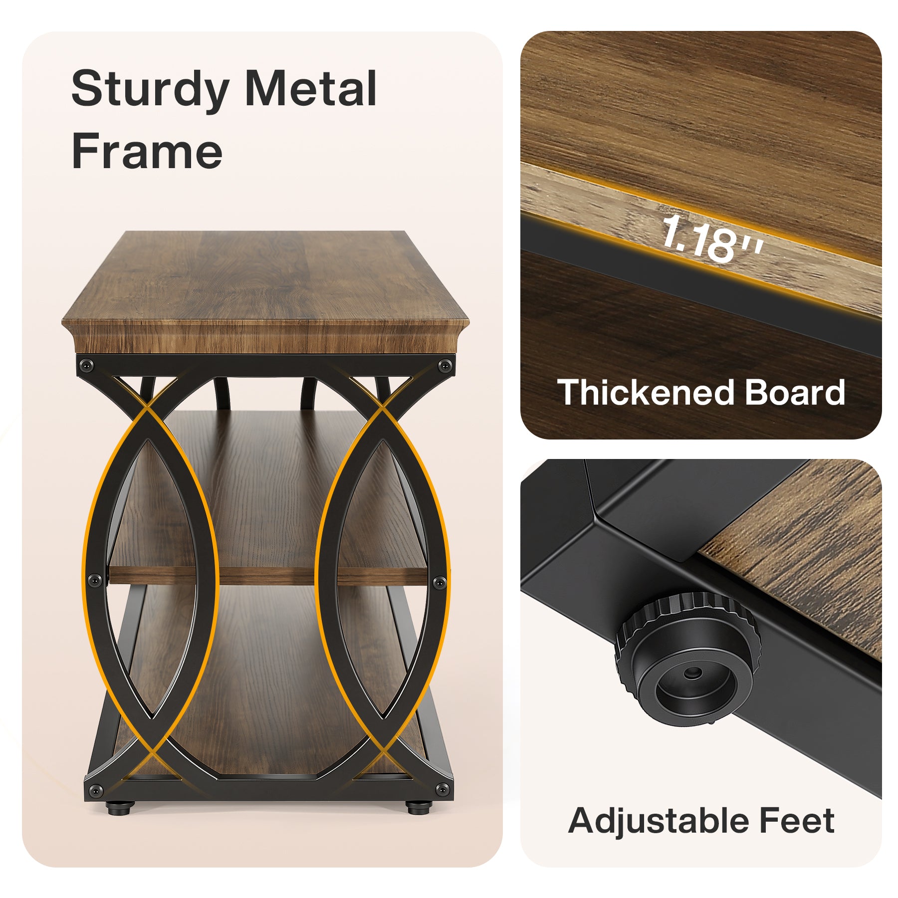 Shoe Storage Bench with 3-Tier Rack, Industrial Wooden Shoe Organizer for Hallway Living Room Closet