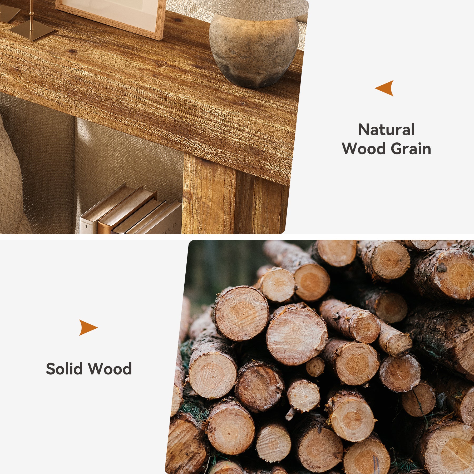 63" Solid Wood Console Table, 2-Tier Narrow Entryway Sofa Table