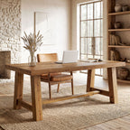 63" Farmhouse Computer Desk, Solid Wood Home Office Desk with Thick Tabletop