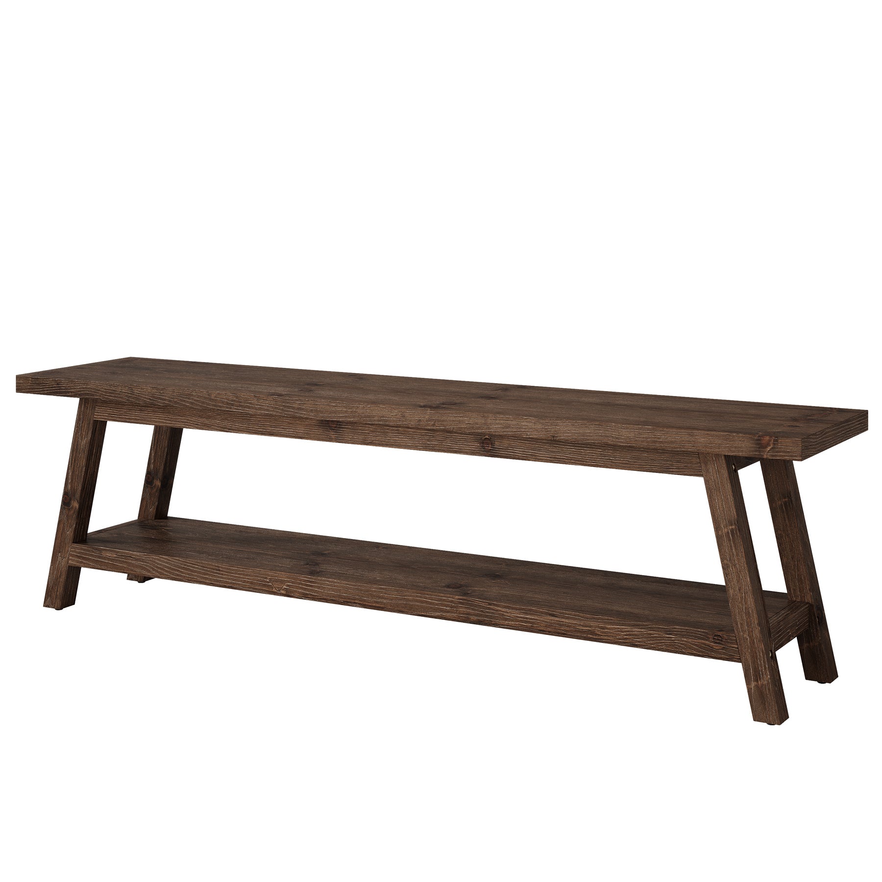 63" Wood Dining Room Bench, Farmhouse Kitchen Bench Seating with Storage Shelf