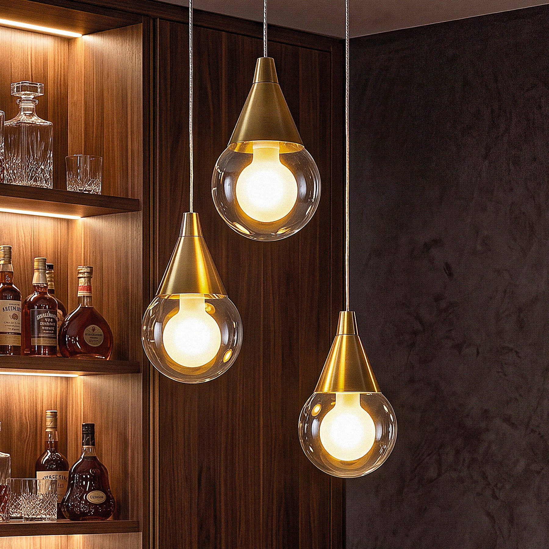 3-Light Pendant Light, Brushed Brass Adjustable Ceiling Light Fixtures
