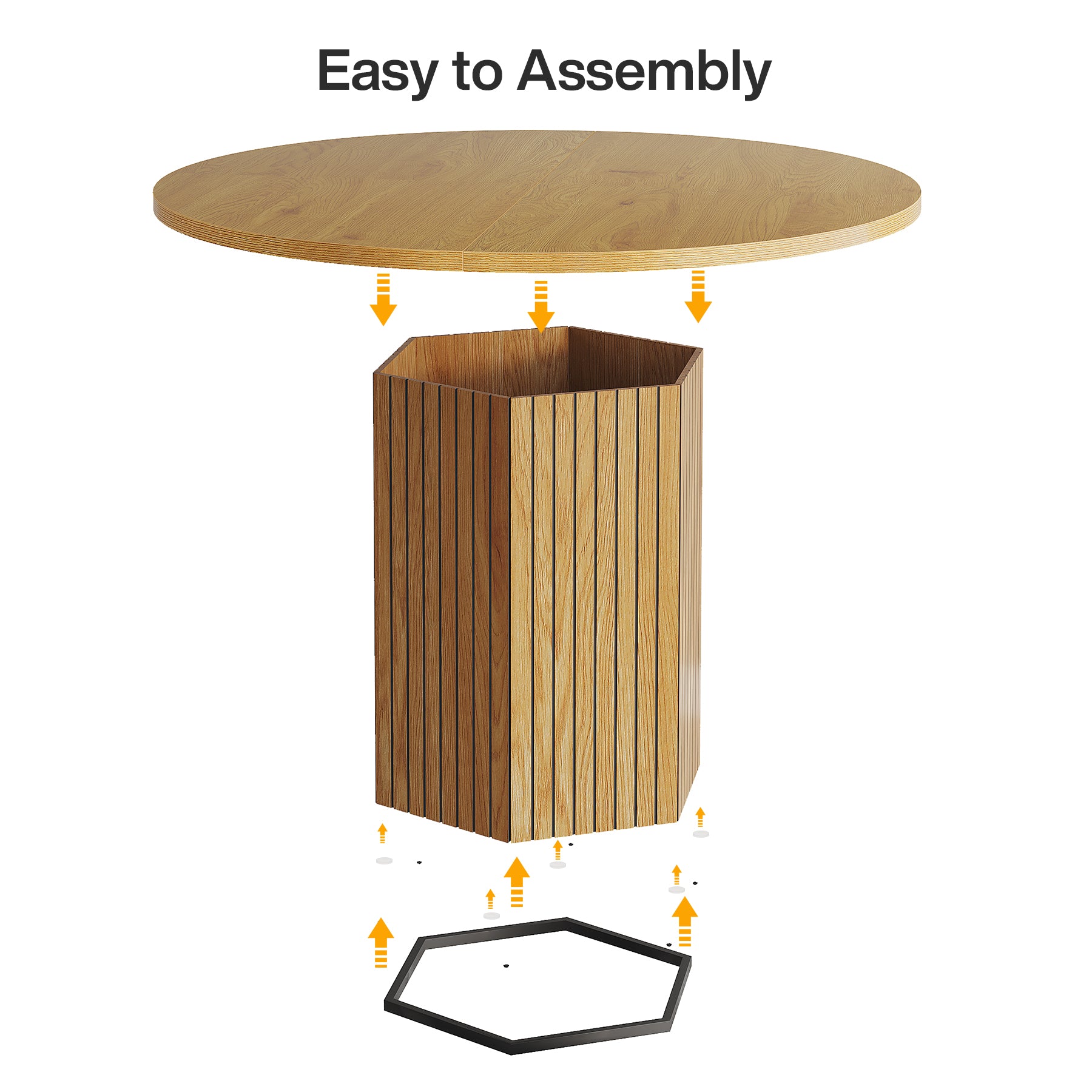 47" Round Dining Table, Kitchen Table with Pedestal Base for 4-6