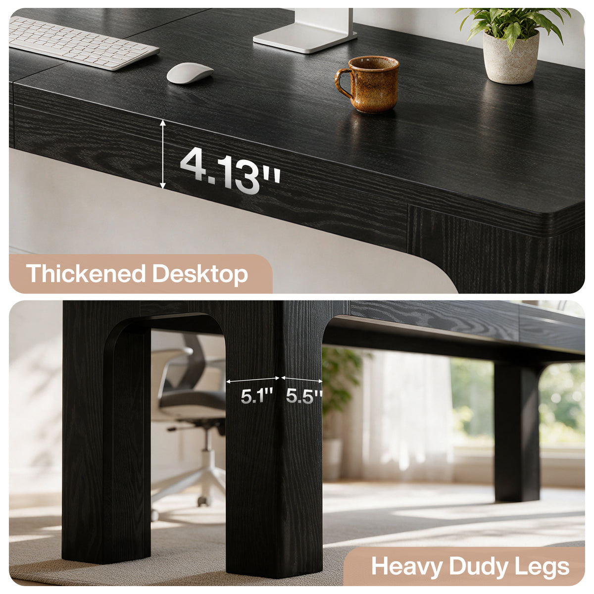 79" Farmhouse Executive Desk, Computer Desk for Home Office, Long Workstation