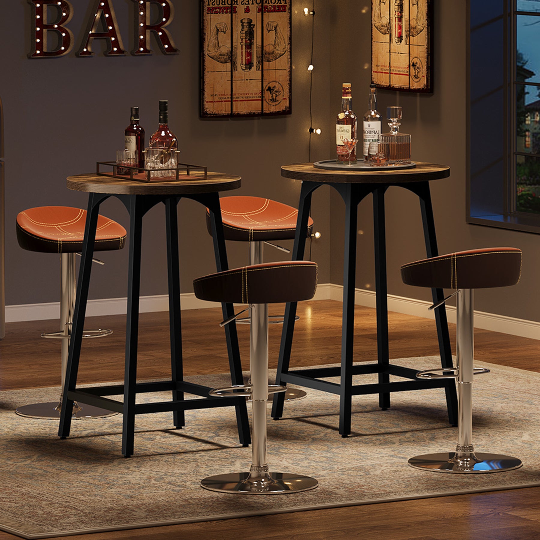 Round Bar Table, 35.4" Tall Cocktail Counter Height Dining Table