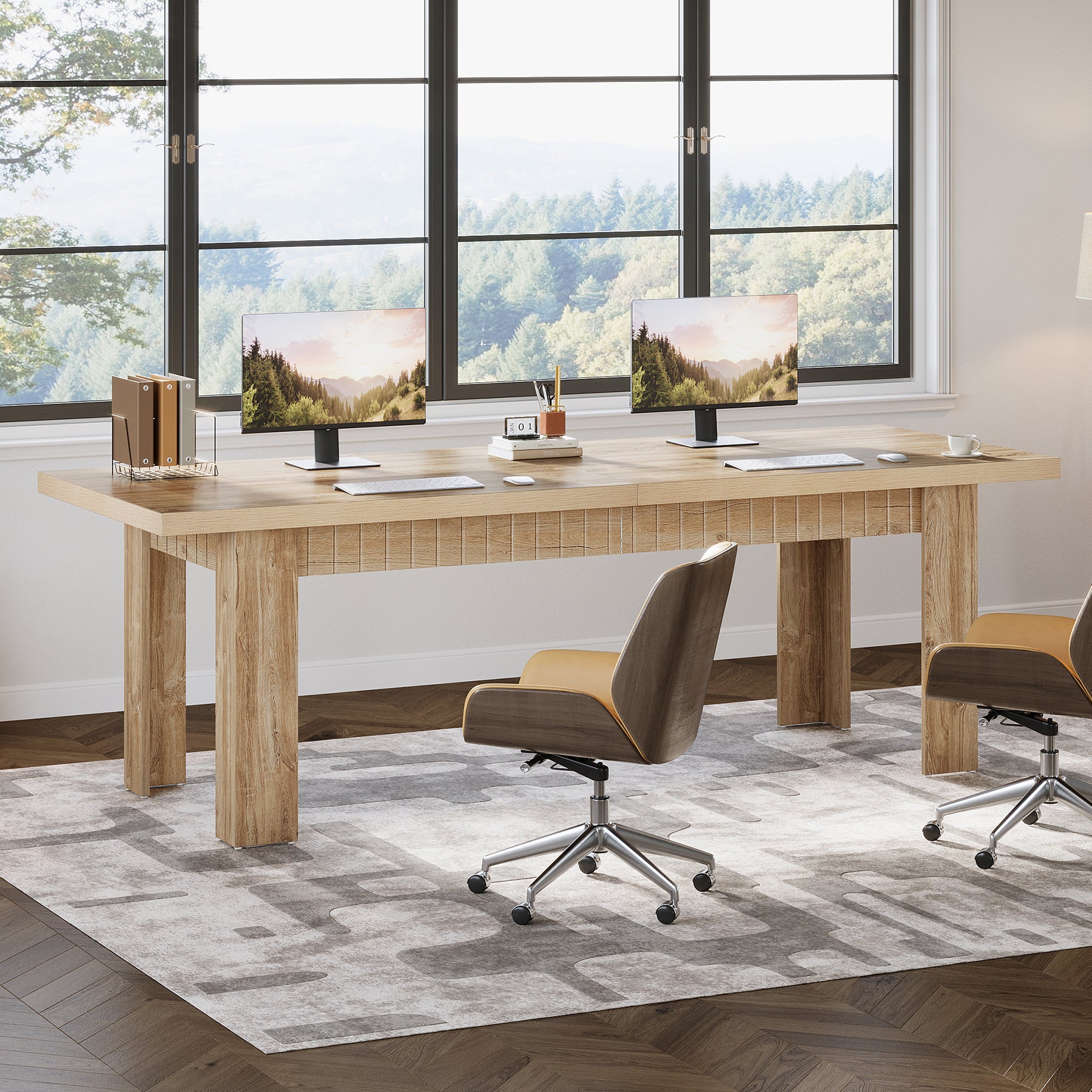 79" Two Person Desk, Large Double Computer Desk for Home Office