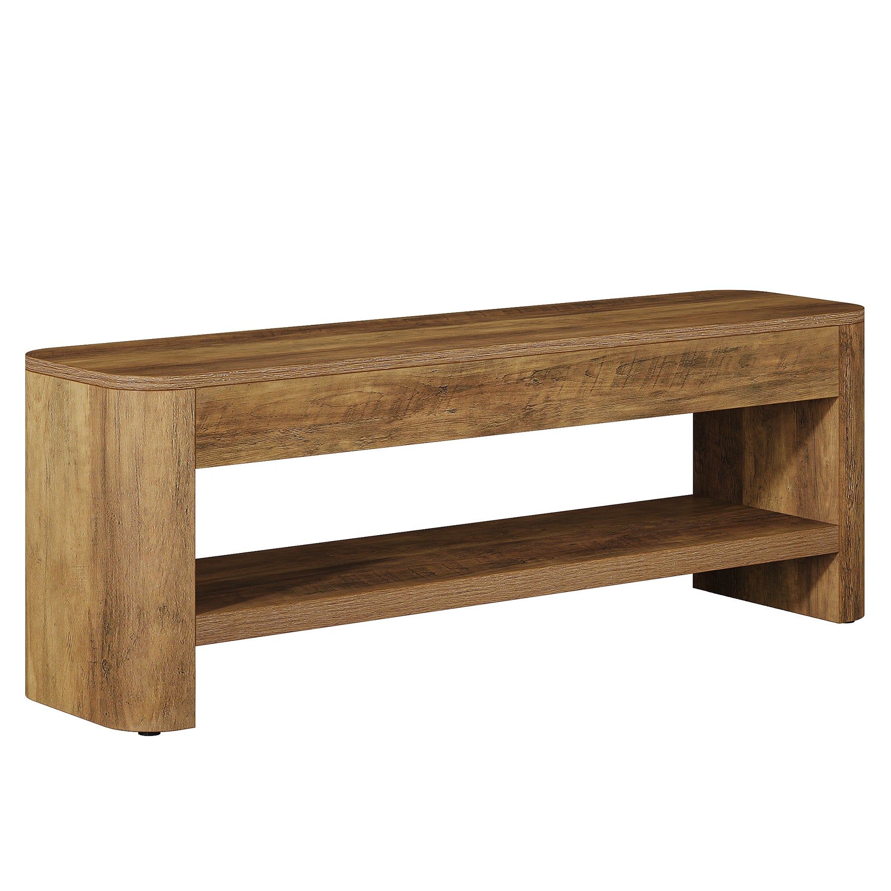 55.1" TV Stand, Farmhouse Entertainment Center with 2-Tier Shelf