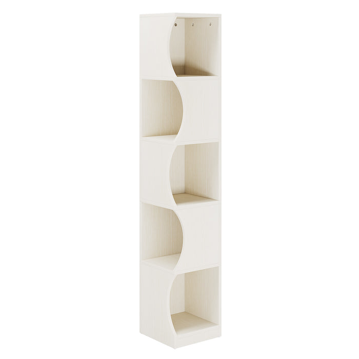 67" Corner Bookcase, 5-Tier Narrow Bookshelf Display Shelf