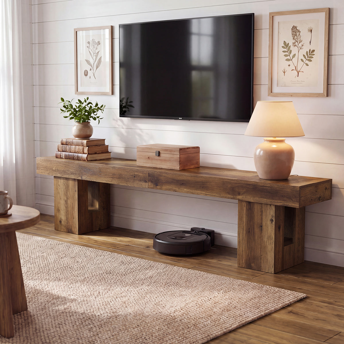 83" TV Stand for 65/75/85" TVs, Modern Rustic Entertainment Center for Living Room