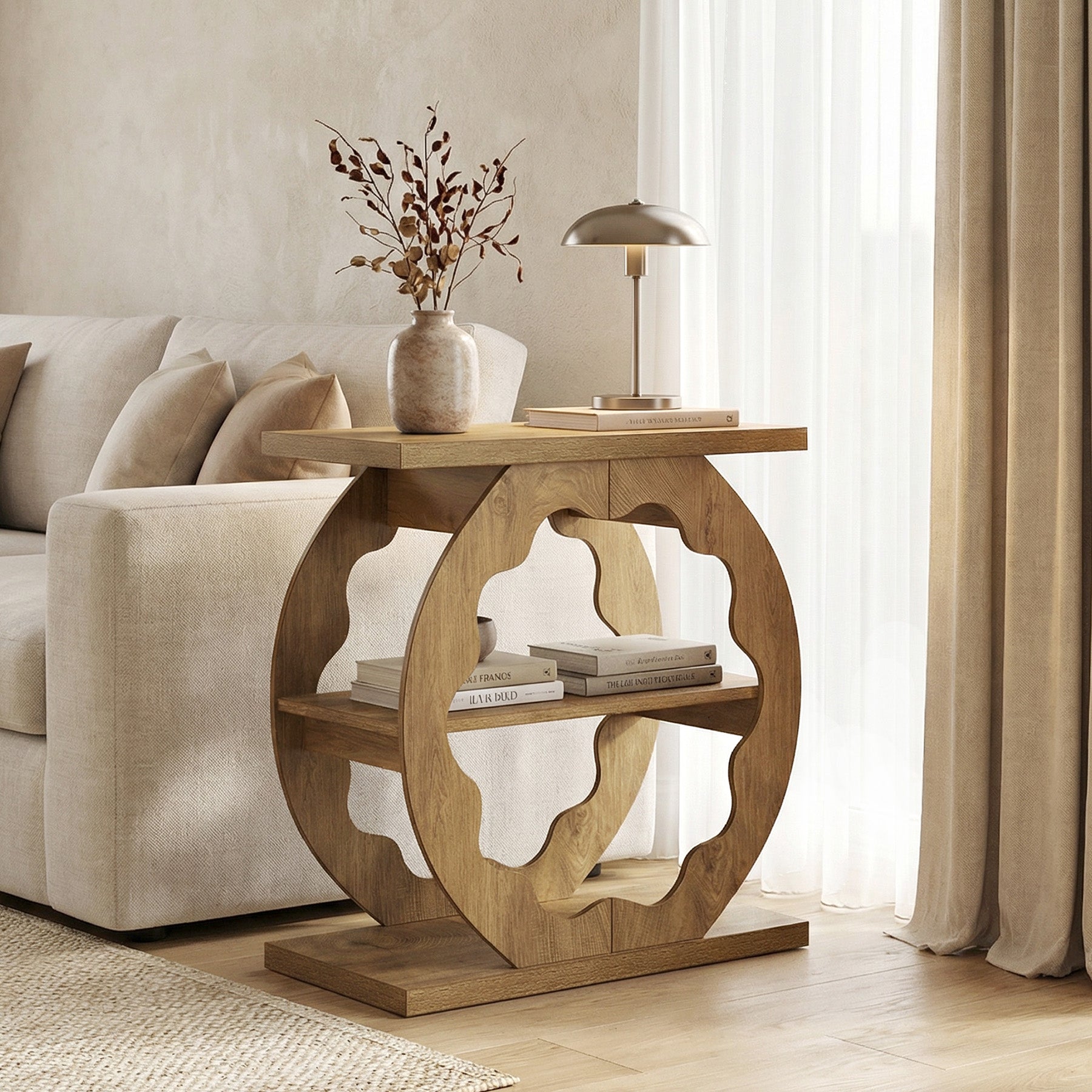 3-Tier End Table with Storage Shelves, Narrow Side Table for Living Room