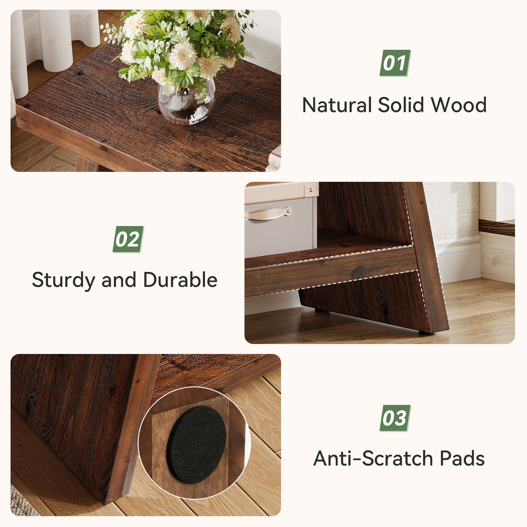 2-Tier Solid Wood Entryway Bench with Open Storage, Wooden Shoe Bench for Hallway & Foyer