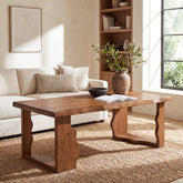 47" Solid Pine Coffee Table, Natural Edge & Cut-Out Legs, Farmhouse Rustic Wood Living Room 3
