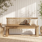 55" Farmhouse Dining Bench with Vertical Stripes Backrest for Kitchen, Dining Room 3