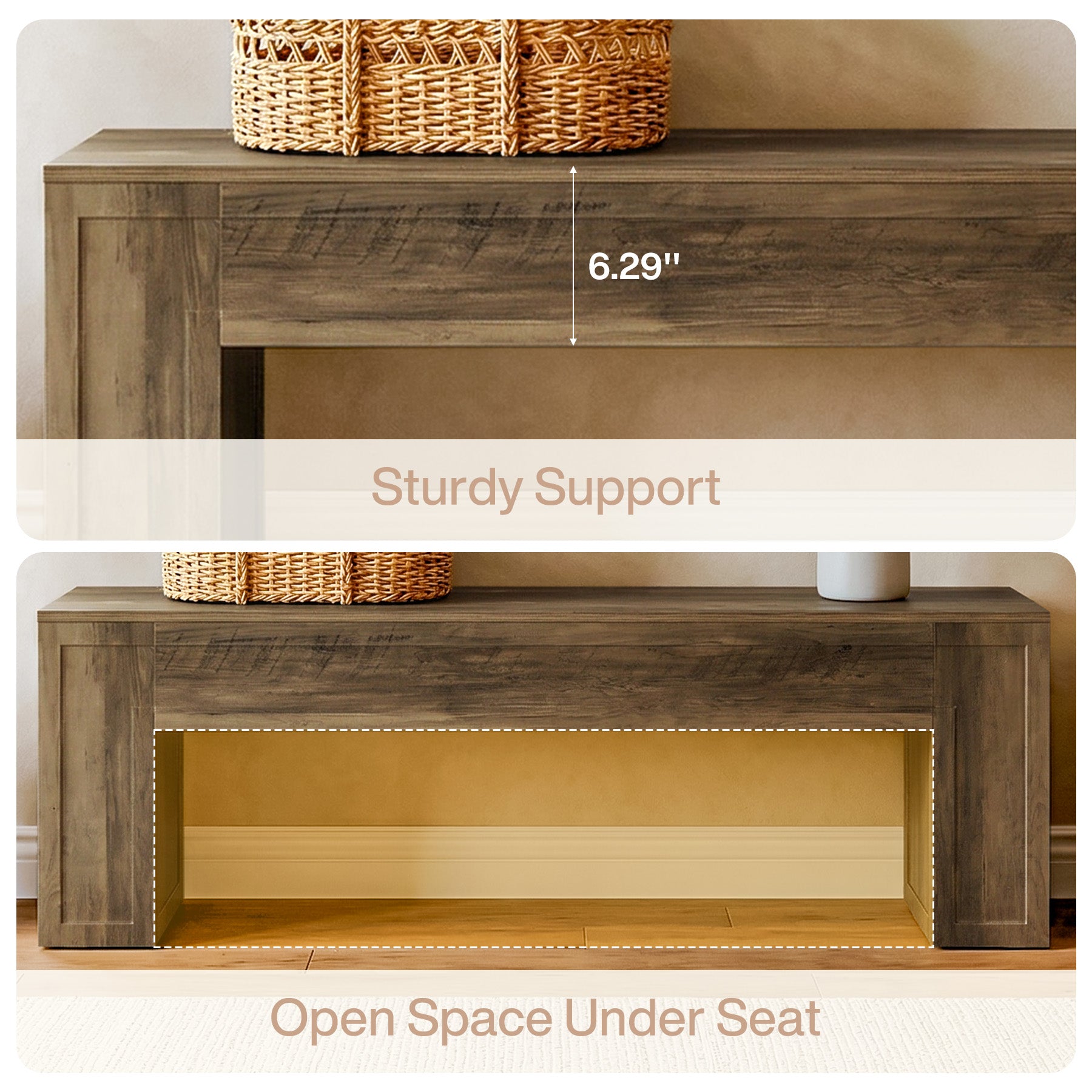 55" Entryway Bench, Indoor End of Bed Bench for Hallway